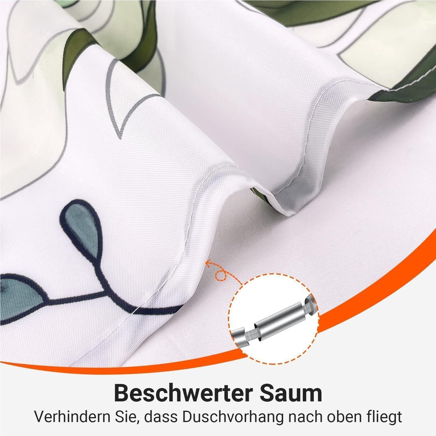 LuxusKollektion Duschvorhang Duschvorhang 200x180cm grün Blätter Grüne Grasblume 200 x 180 cm