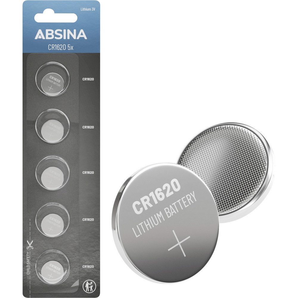 ABSINA Absina Knopfzelle CR1620 3 V 5 St. Lithium Knopfzelle