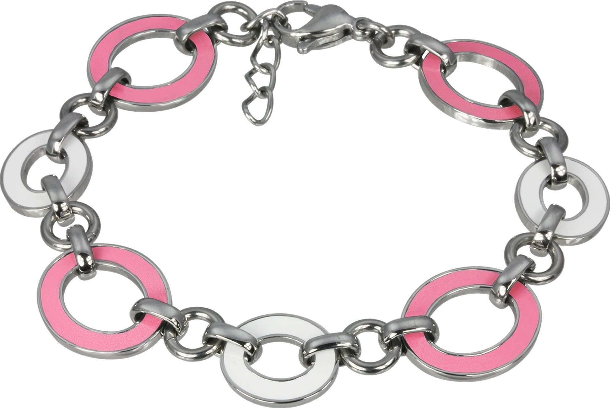 Edelstahlarmband Amello Oval Armband rosa weiß Damen