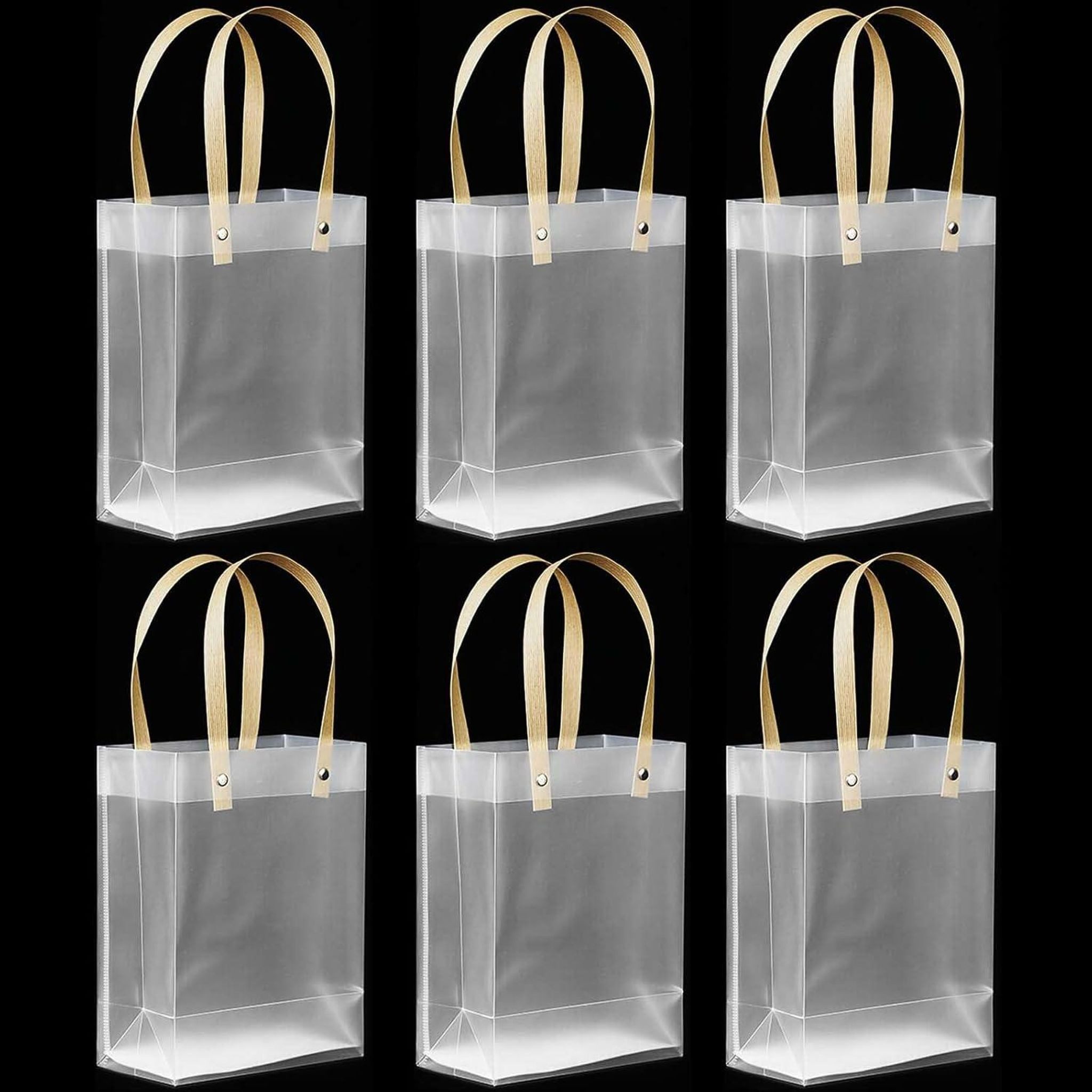 FELIXLEO Geschenkbox 6 Transparente Geschenktaschen mit Henkel Wiederverwendbar