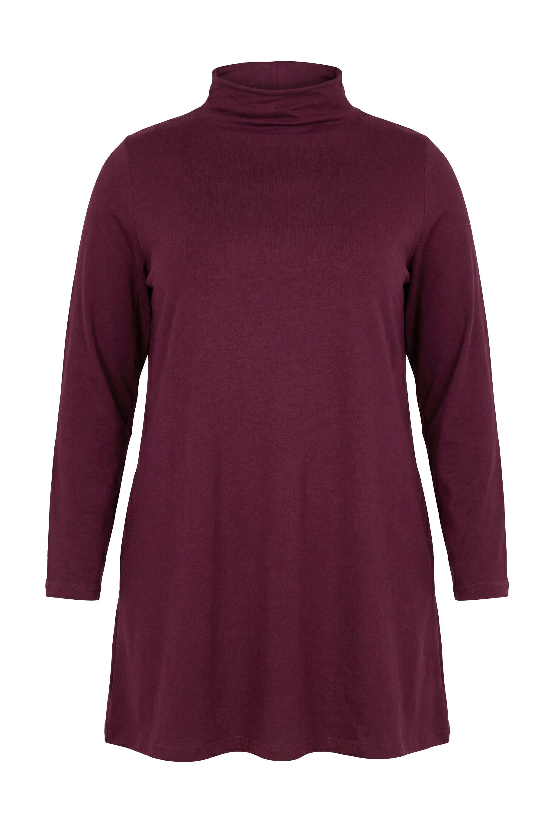 Longshirt Longshirt A-Linie Stehkragen Langarm Taschen