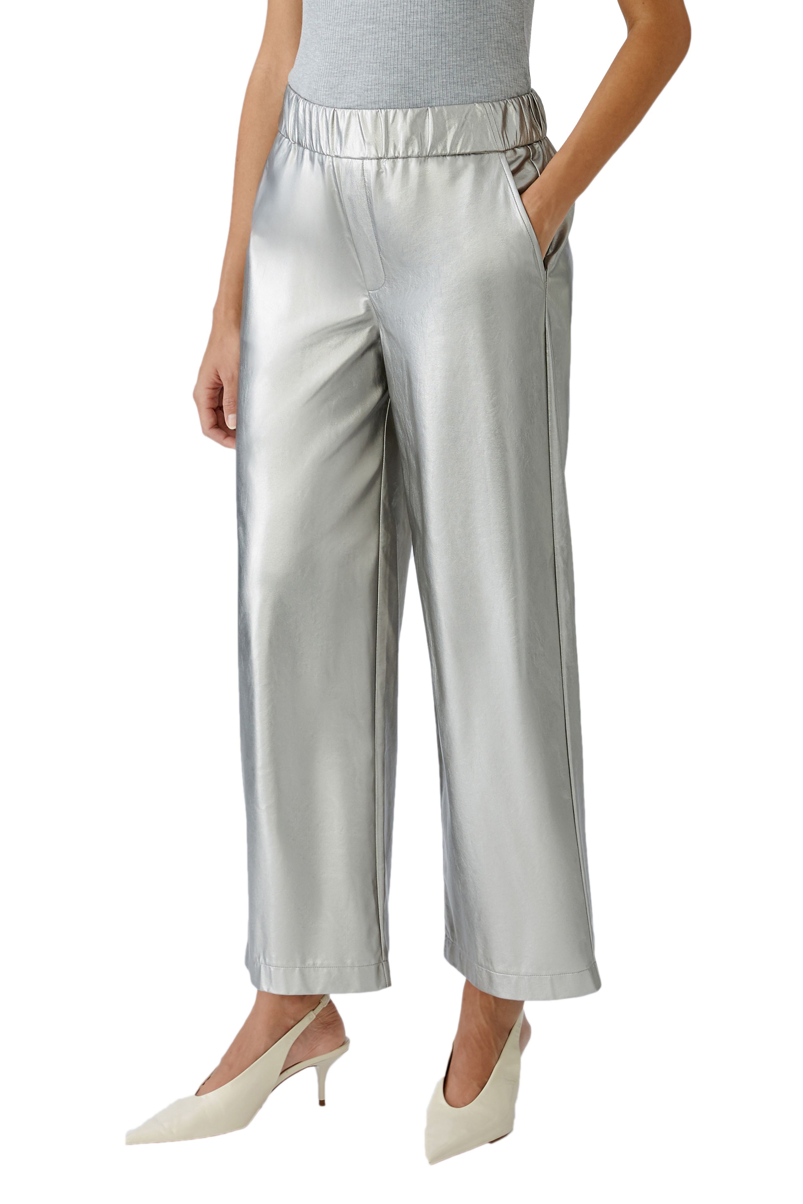 Stoffhose Oui Hose Culotte in Lederoptik im Metallic-Look 34