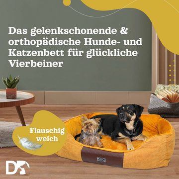 Dear Darling Tierbett DD-04 Luxus Hundebett Katzenbett mit Memoryschaum Matratze, Wendematratze mit weichem Kuschelfleece und Cordstoff