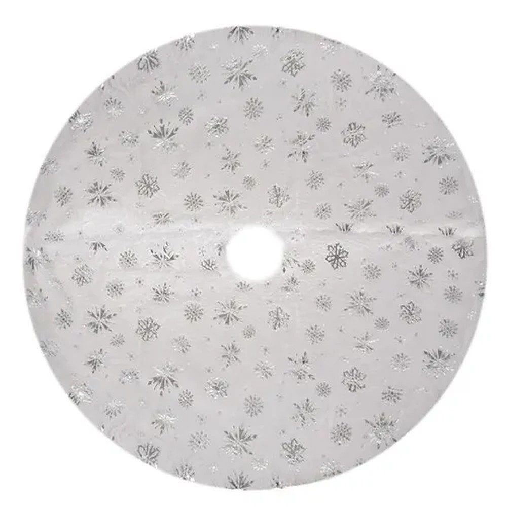Ruhhy Weihnachtsbaumdecke Weihnachtsbaumteppich Baumunterlage Winterdeko (1-tlg), Kunstfell, Sternenmotiv, 90 cm rund, Bodenschutz