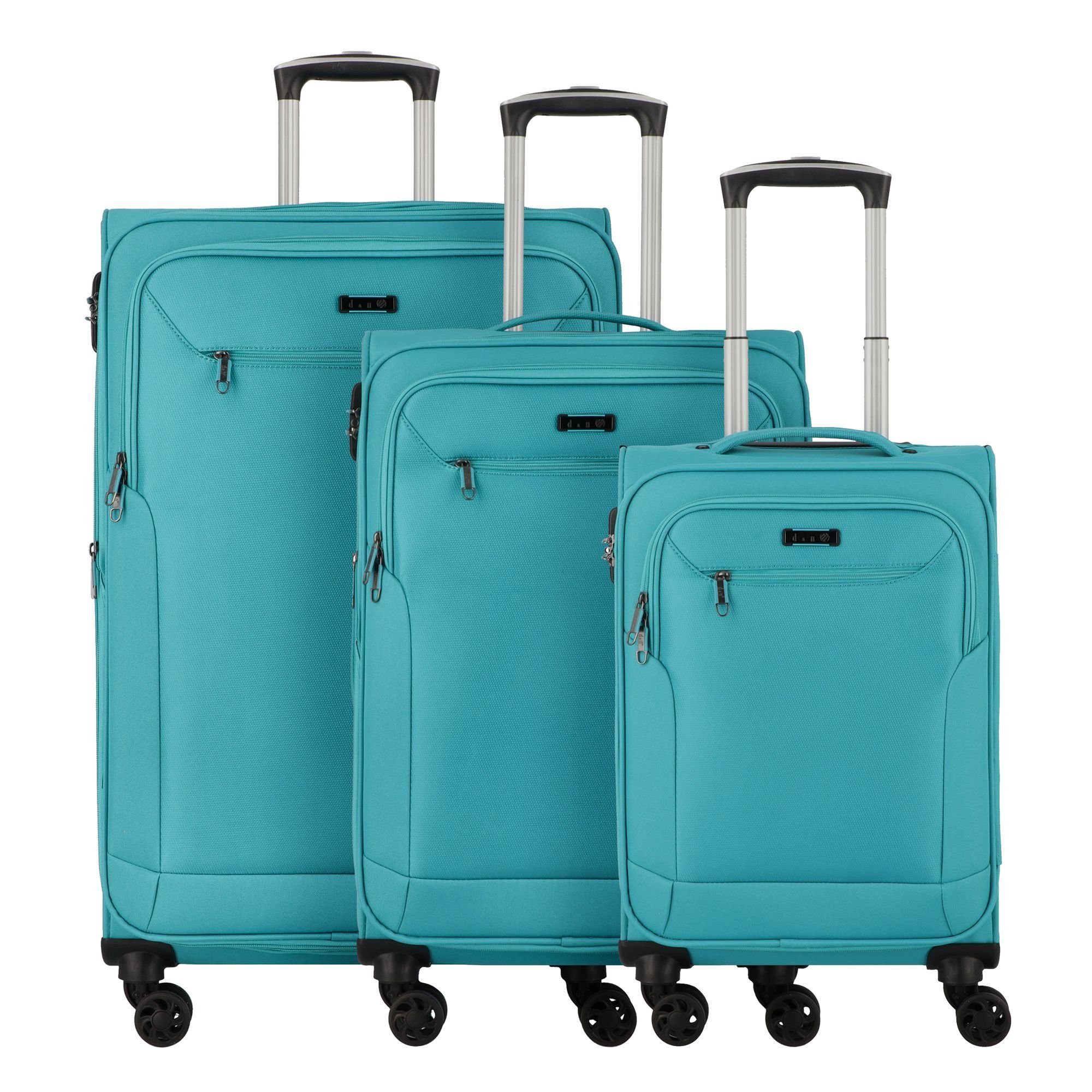 D&N Trolleyset Travel Line 6804, 4 Rollen, (3-teilig, 3 tlg), Polyester petrol