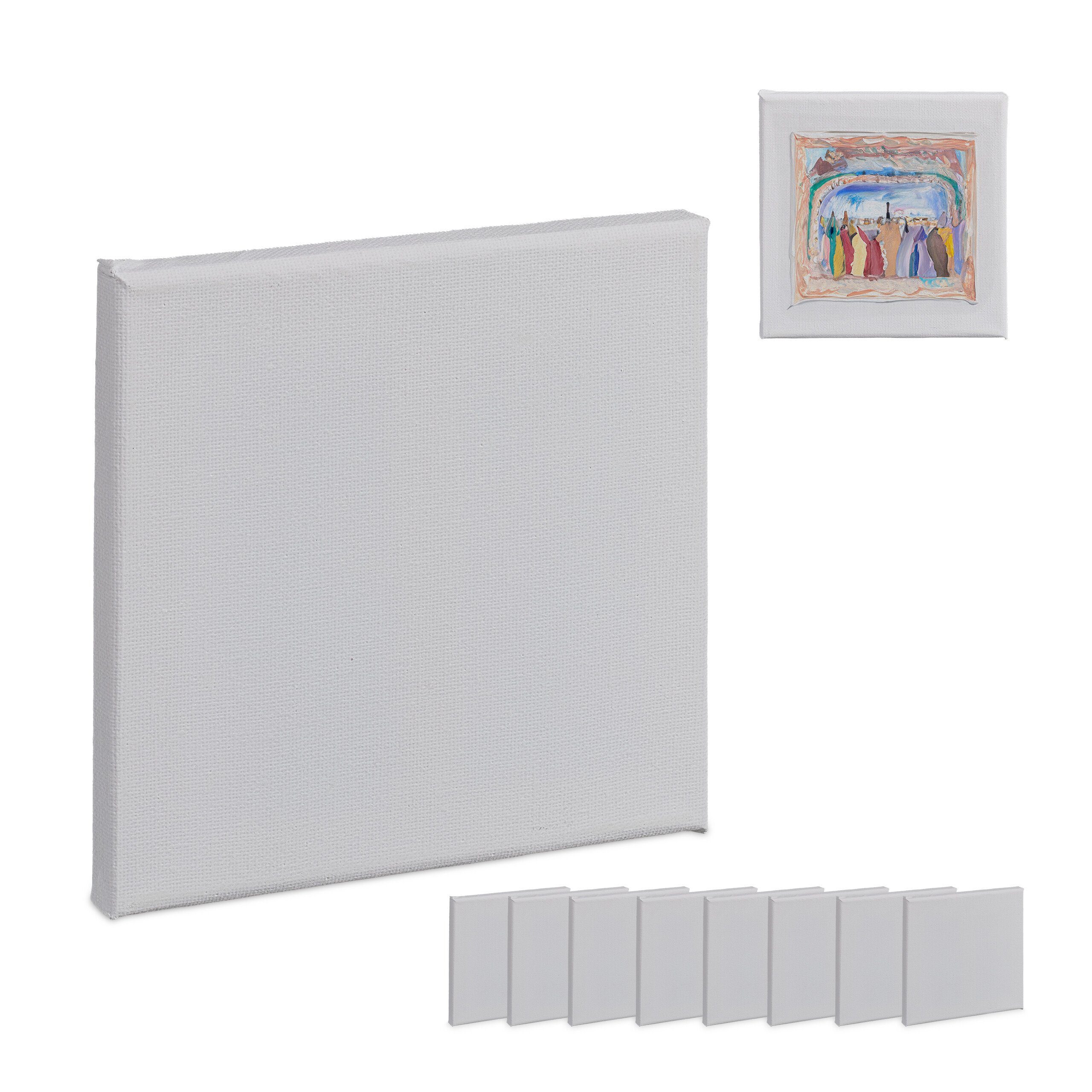 relaxdays Leinwand 15 x 15 cm im 10er Set
