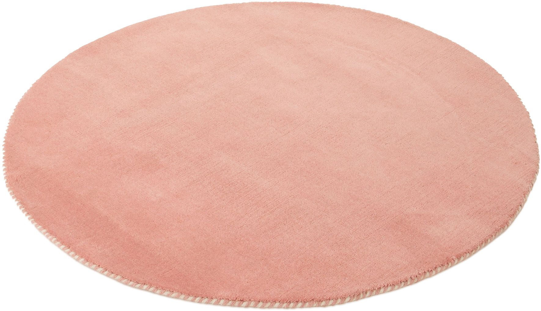 carpetfine Wollteppich »Gabbeh Lola Uni«, rund, 14 mm Höhe, mit natürlichem günstig online kaufen