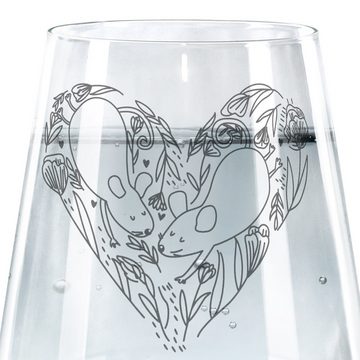 Mr. & Mrs. Panda Glas Mäuse Herz - Transparent - Geschenk, Liebespaar, Liebe, Ehefrau, Trin, Premium Glas, Elegantes Design