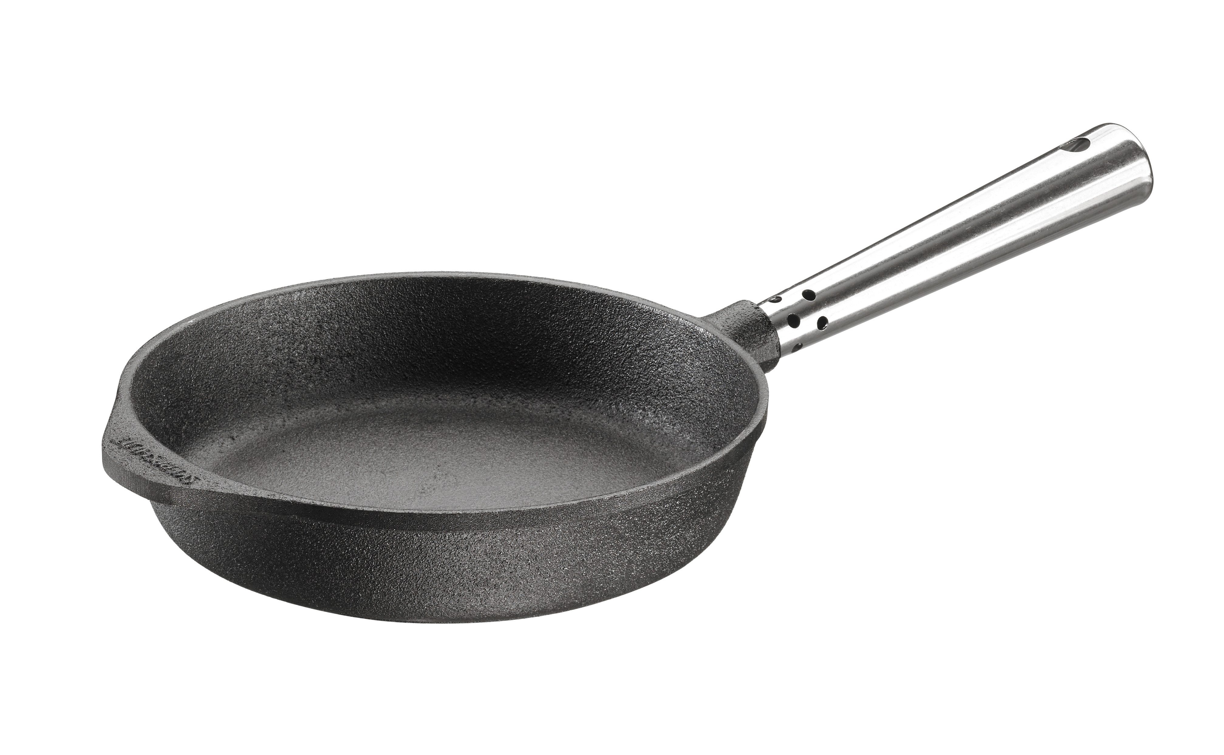 Dekomiro Bratpfanne Guss Pfanne SK-0002 mit Edelstahlgriff - Skeppshult - 20 cm, Gusseisen, alle Herdarten, Induktion, Gas, Backofen, Grill