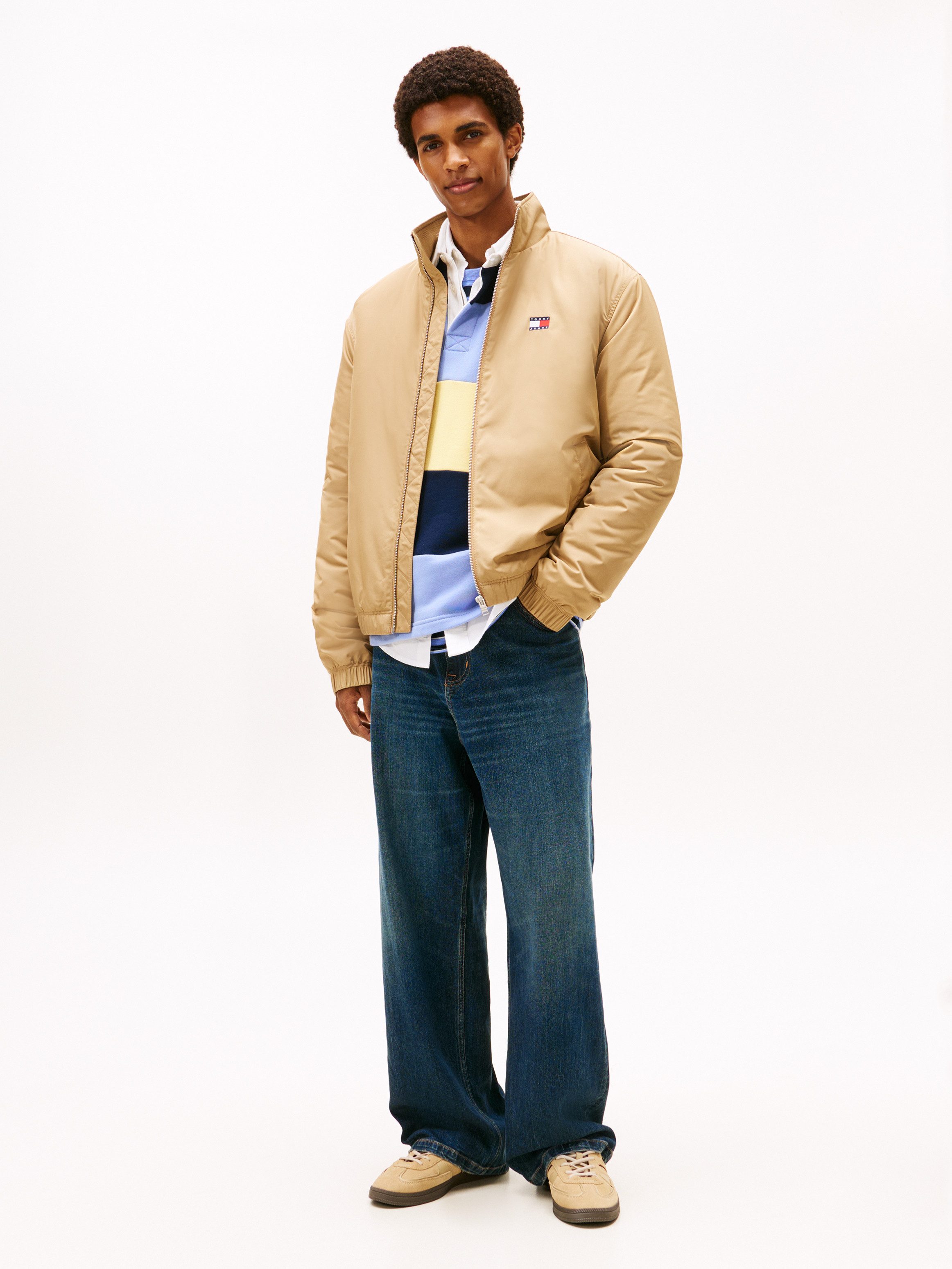 Tommy Jeans Blouson TJM ESSENTIAL PADDED JACKET EXT Freizeitjacke, Übergangsjacke glänzend, Stretchbündchen, Stehkragen