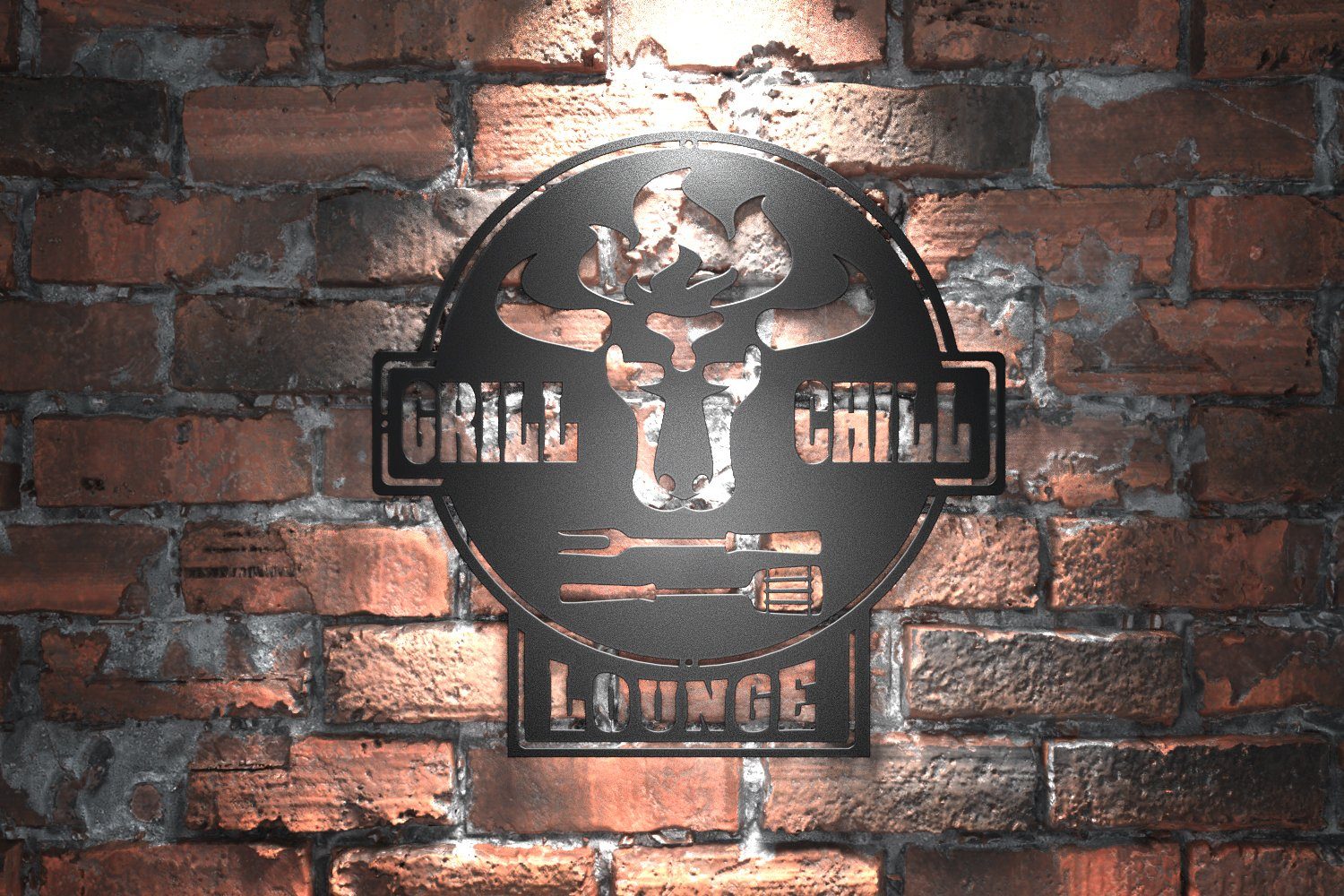 Stahl GC01-B Lounge Bulle Schwarz Grill Chill + Lounge & tuning-art Schild Grill Wanddekoobjekt Schwarz