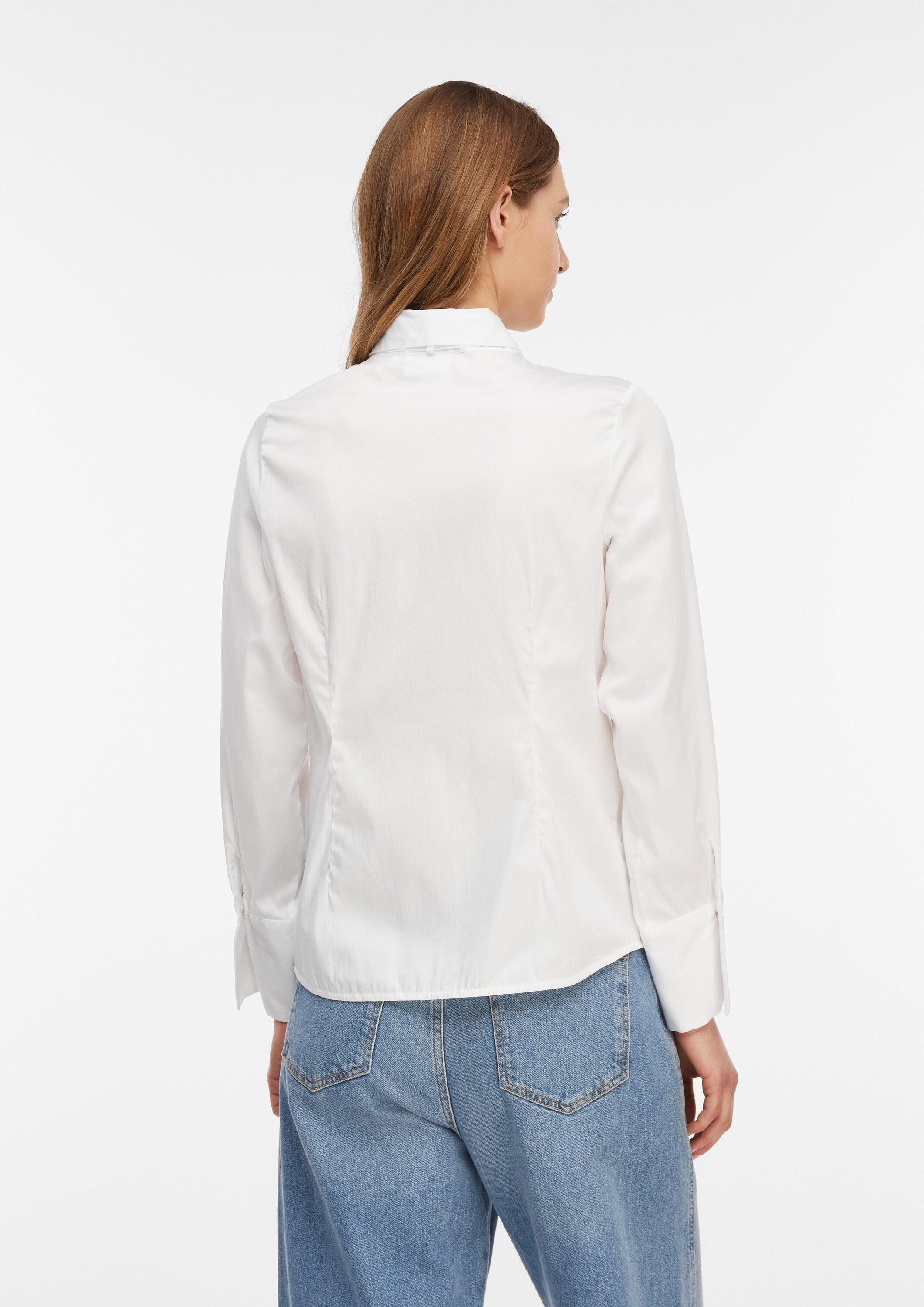 comma Langarmbluse Bluse Bluse aus Stretch-Popeline mit abnehmbarem Krawatten-Detail