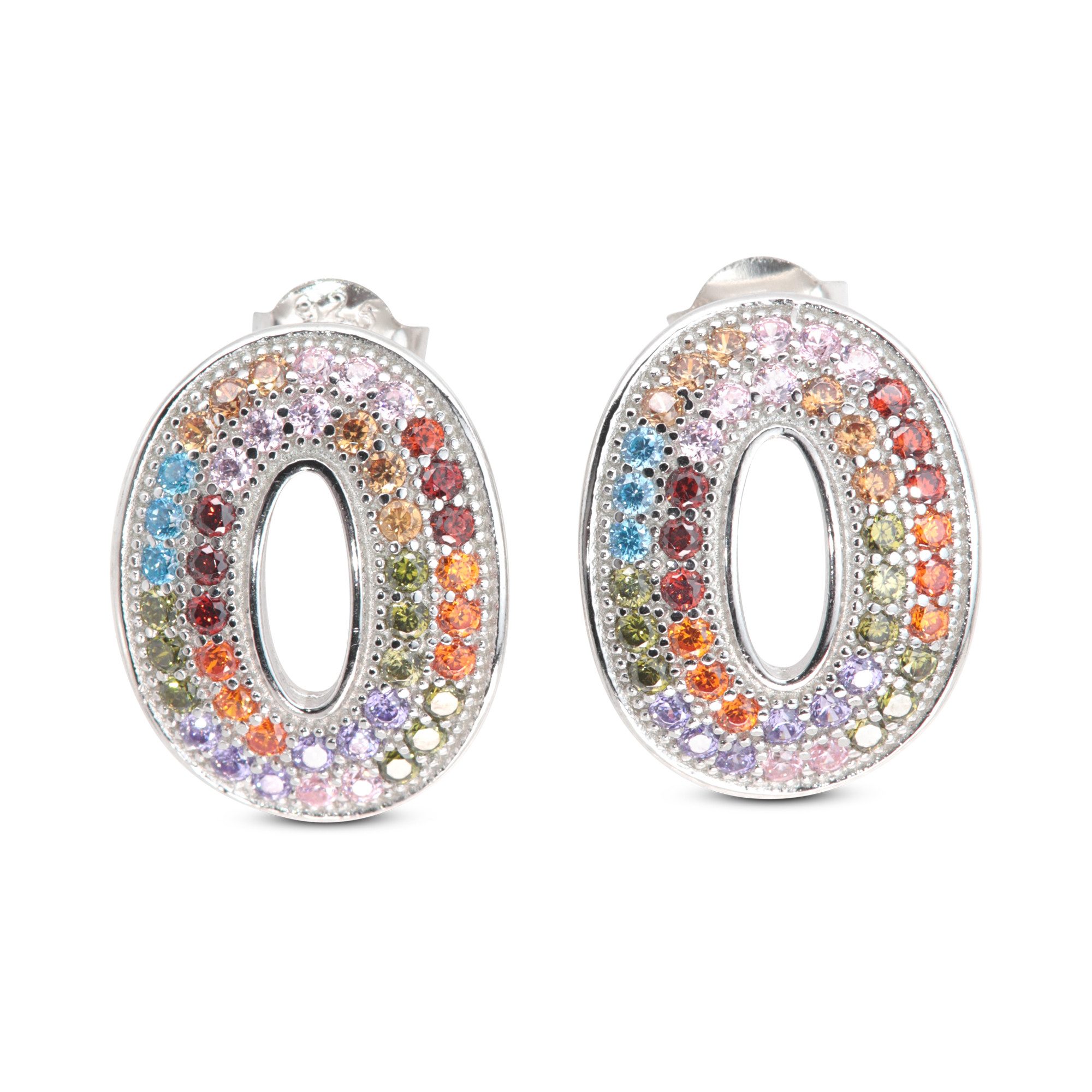 SCHEPPE SCHMUCK Ohrstecker-Set Ohrstecker 925 Sterling Silber mit je 42 Cubic Zirkonia Steinen (Set, incl. Schmuckschachtel), 15,4mm hoch und 12,2mm breit