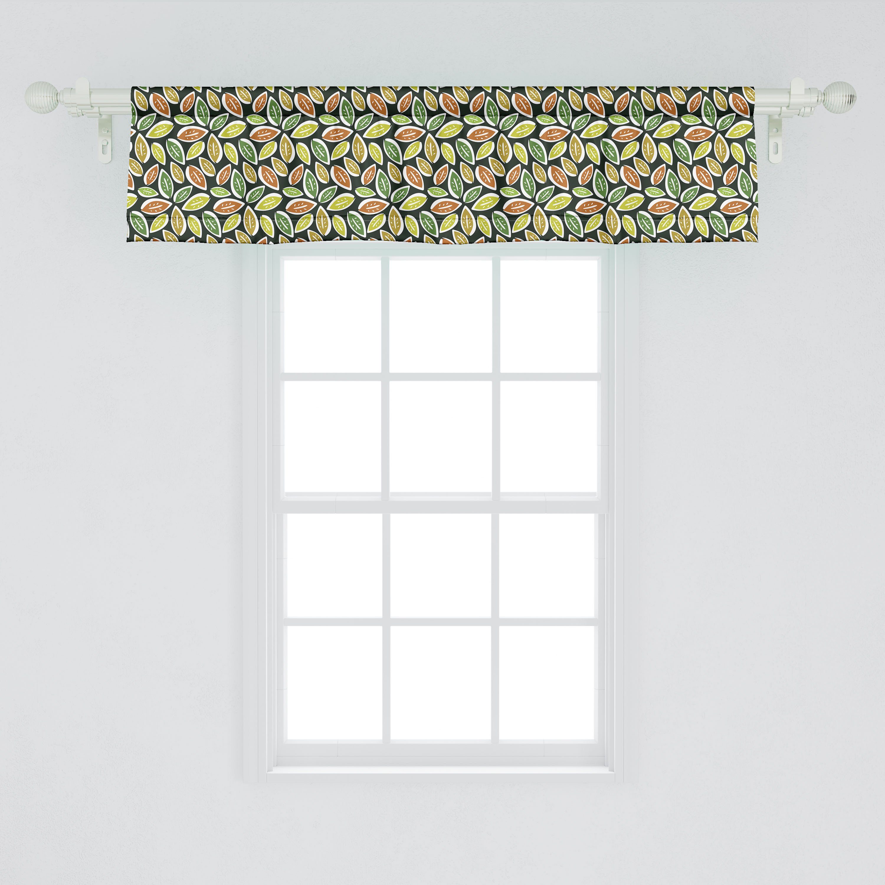 Volant Stangentasche, für Dekor Saison Küche Blätter Kontinuierliche Schlafzimmer Vorhang Abakuhaus, Scheibengardine Microfaser, mit Herbst