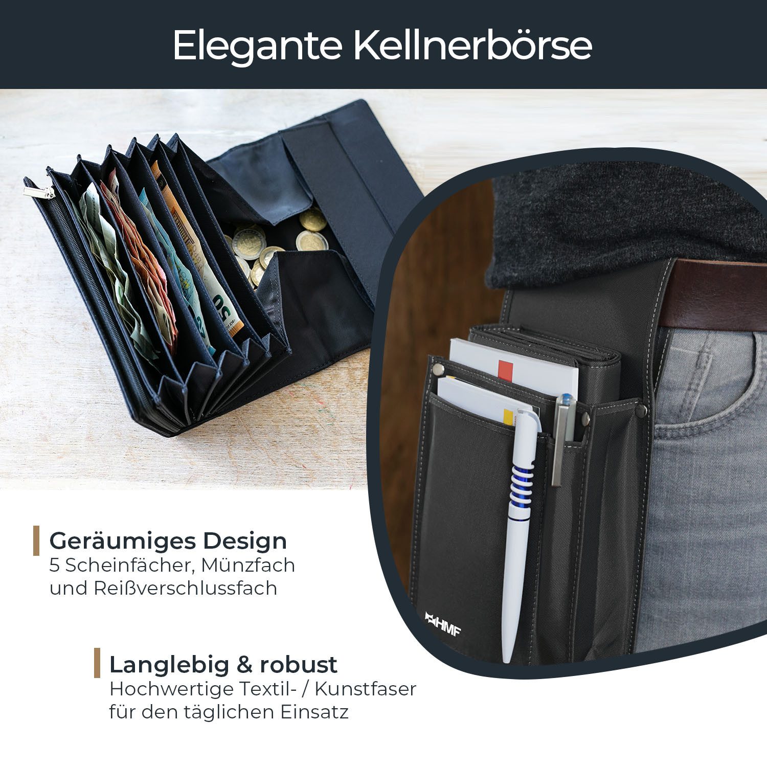 HMF Kellnerbörse Kellnertasche mit Magnetverschluss, Kellnerportemonnaie, K günstig online kaufen