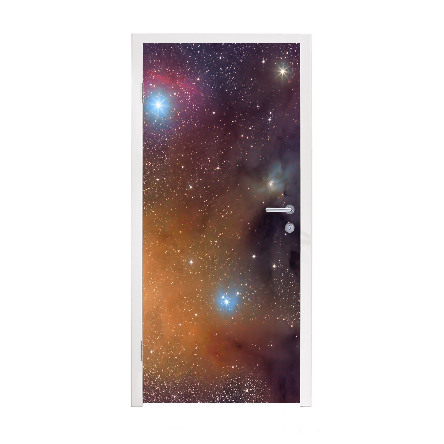 MuchoWow Türtapete Universum - Sterne - Farben - Jungen - Mädchen - Kinder, Matt, bedruckt, (1 St), Fototapete für Tür, Türaufkleber, 75x205 cm | Türtapeten