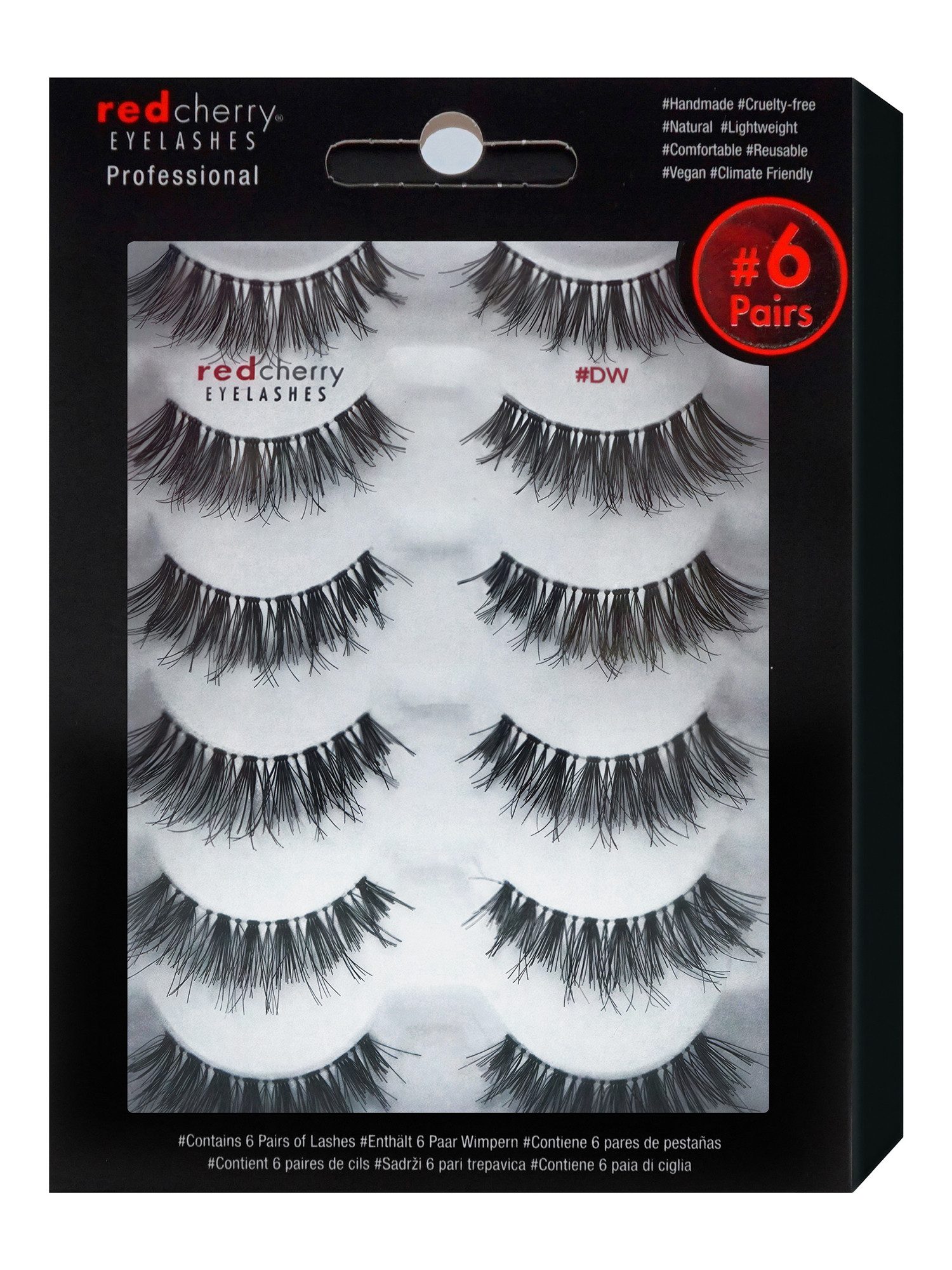 Red Cherry Eyelashes Bandwimpern DW - 6 Pairs, Falsche Wimpern Streifen, Strip Lashes, Dramatic Lashes