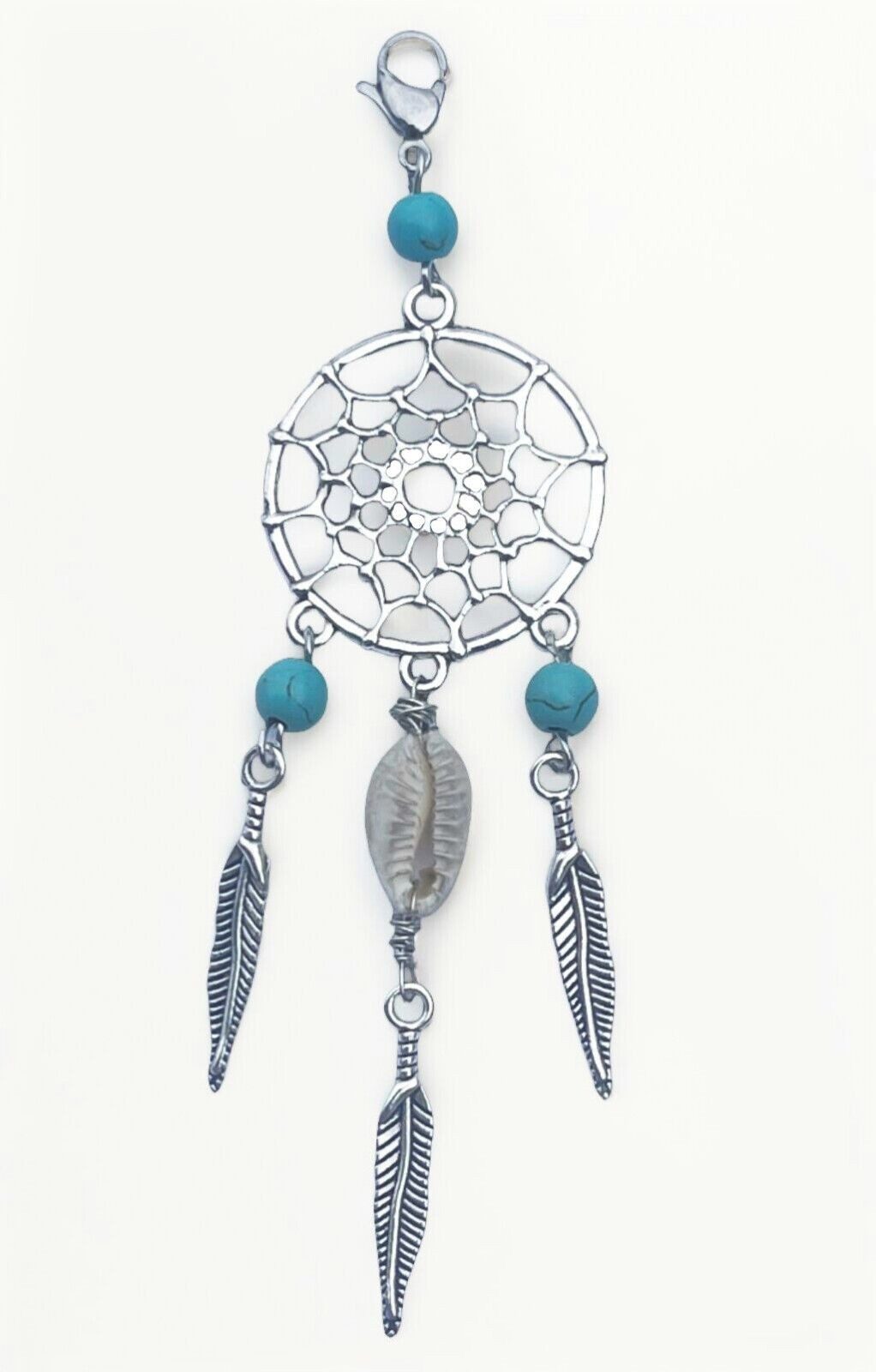 Westernlifestyle Charm-Einhänger Anhänger Traumfänger Muschel türkise Perlen Federn