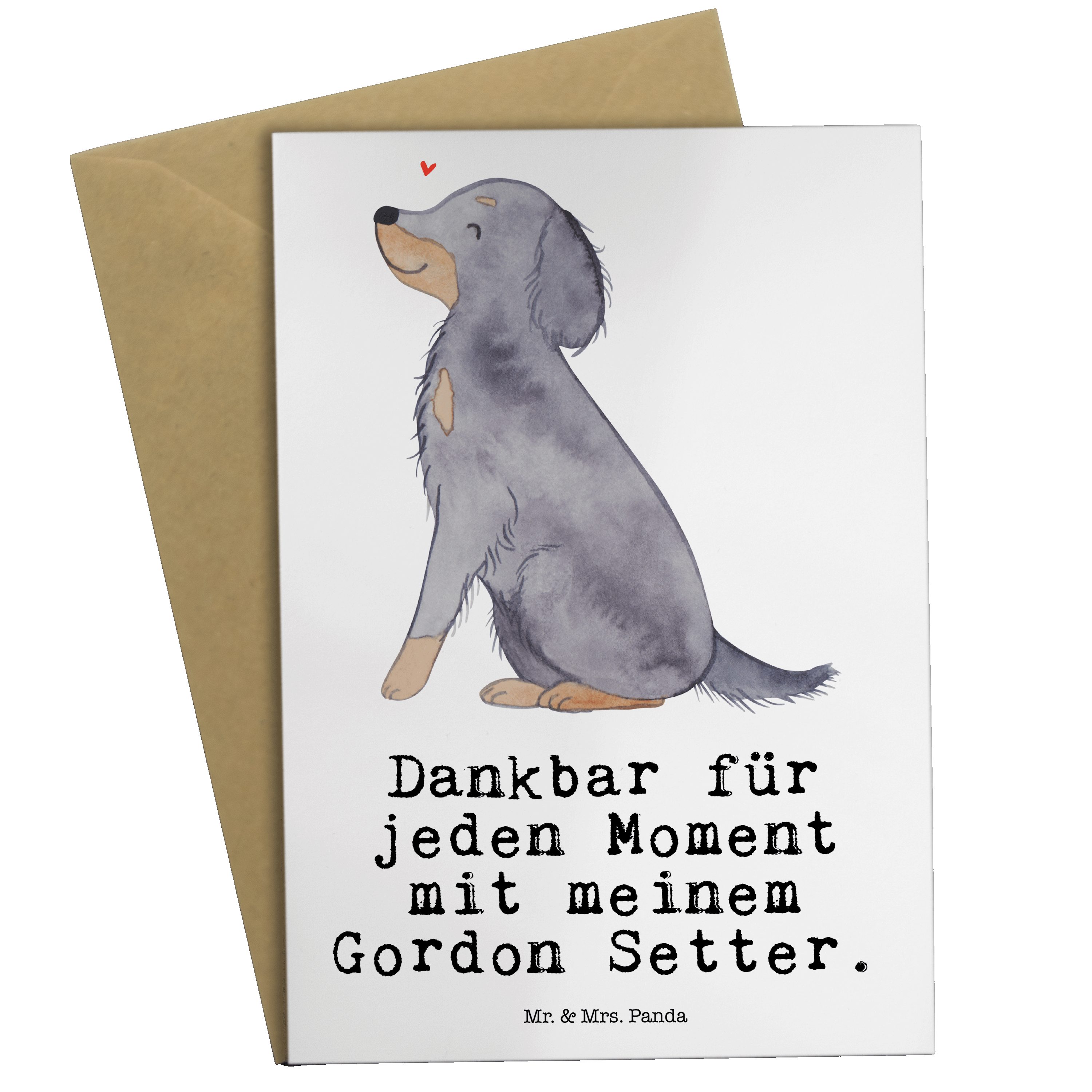 Mr. & Mrs. Panda Grußkarte Gordon Setter Moment - Weiß - Geschenk, Schenken, Geburtstagskarte, H