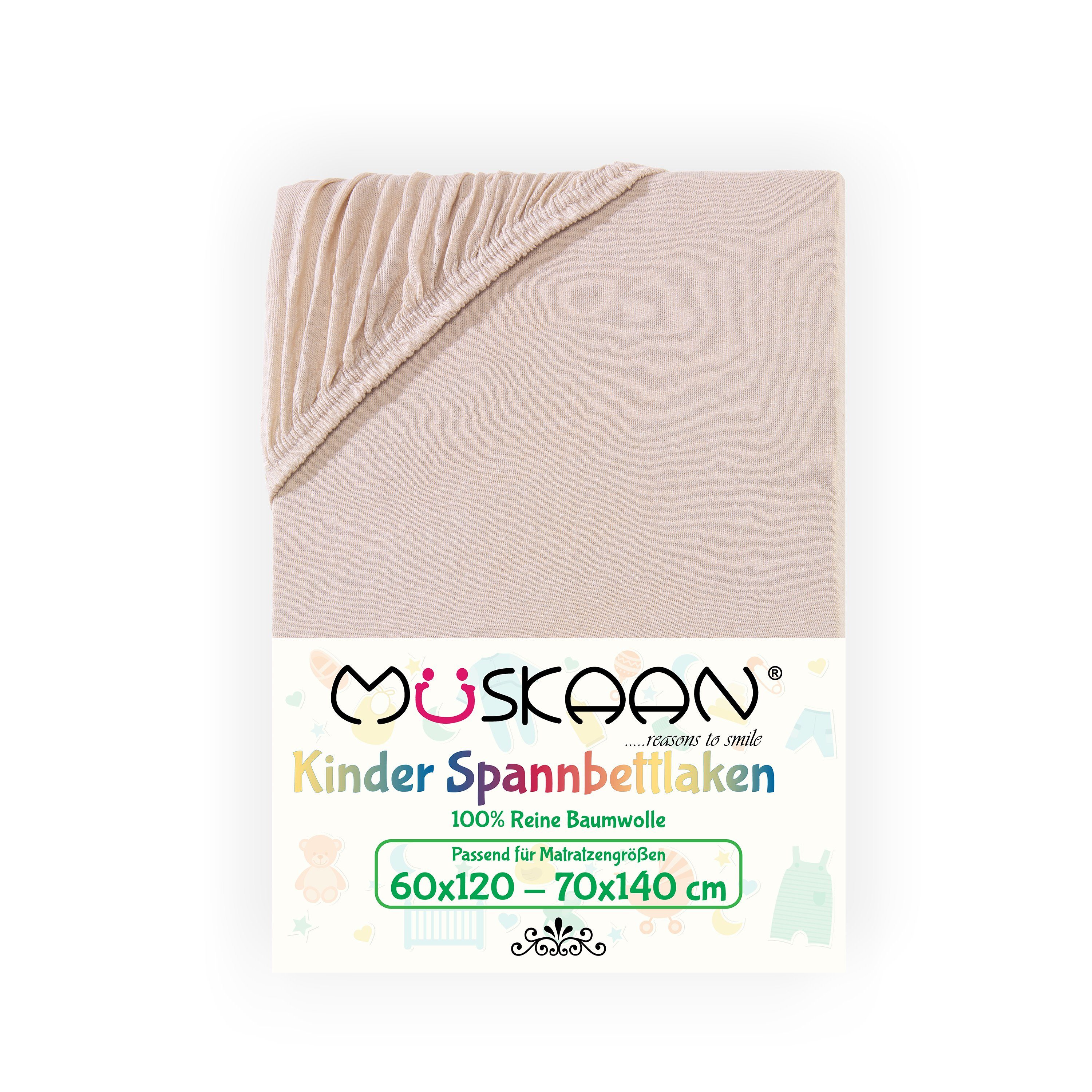Müskaan Spannbettlaken Kinder Spannbetttuch 60x120 - 70x140 cm Bettlaken Tu günstig online kaufen