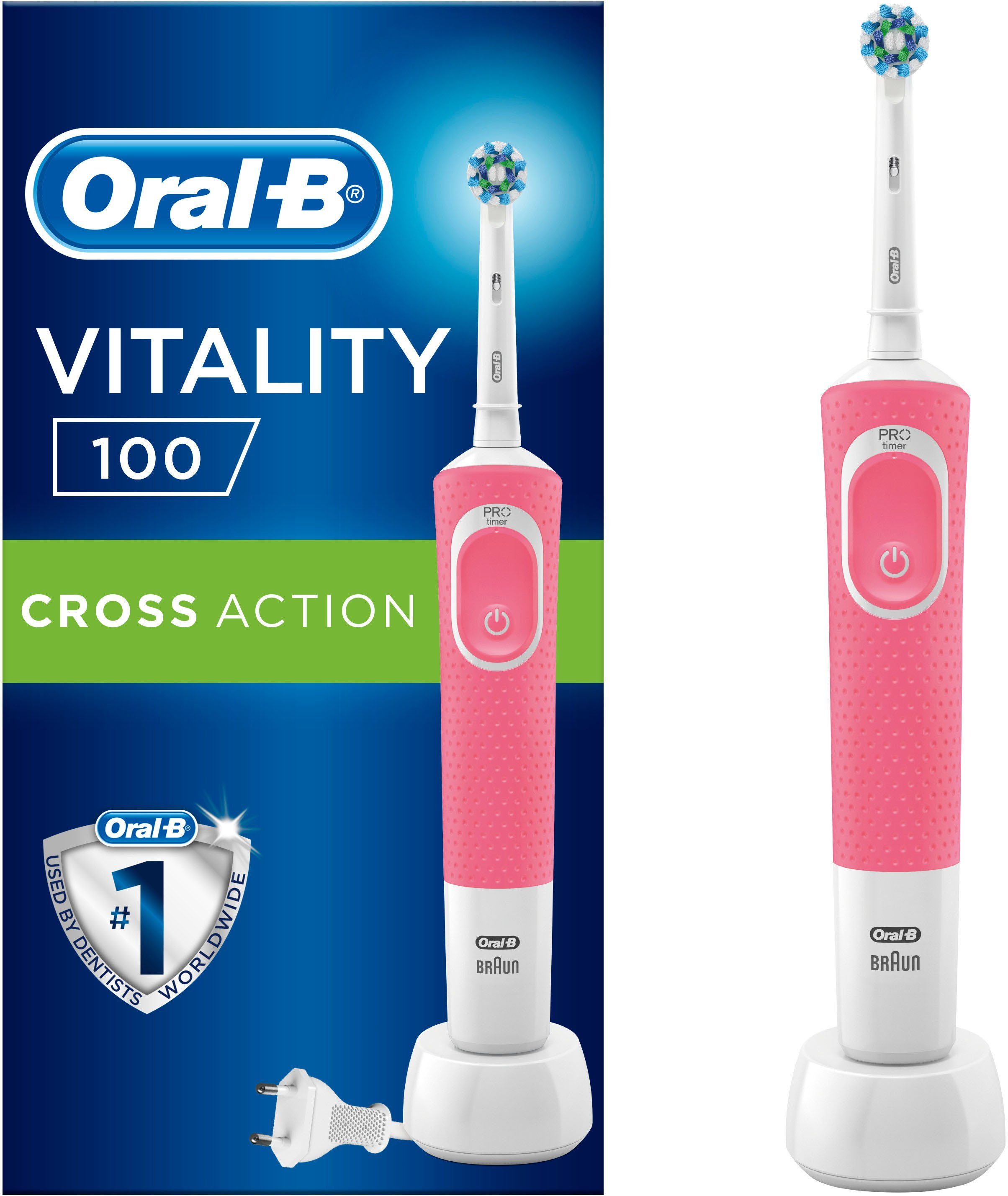 Oral B Elektrische Zahnbürste Vitality 100 CrossAction Pink,  Aufsteckbürsten: 1 St. online kaufen | OTTO