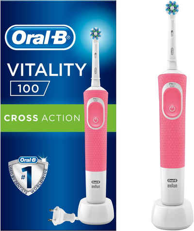 Oral B Elektrische Zahnbürste Vitality 100 CrossAction Pink, Aufsteckbürsten: 1 St.