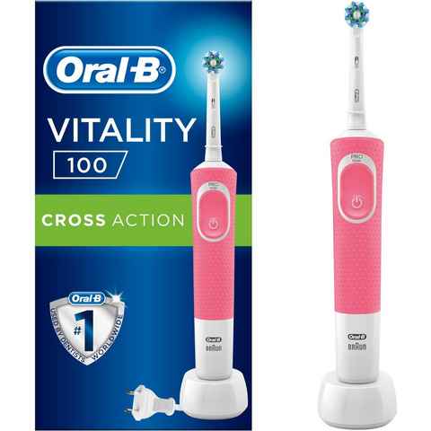 Oral-B Elektrische Zahnbürste Vitality 100 CrossAction Pink, Aufsteckbürsten: 1 St.