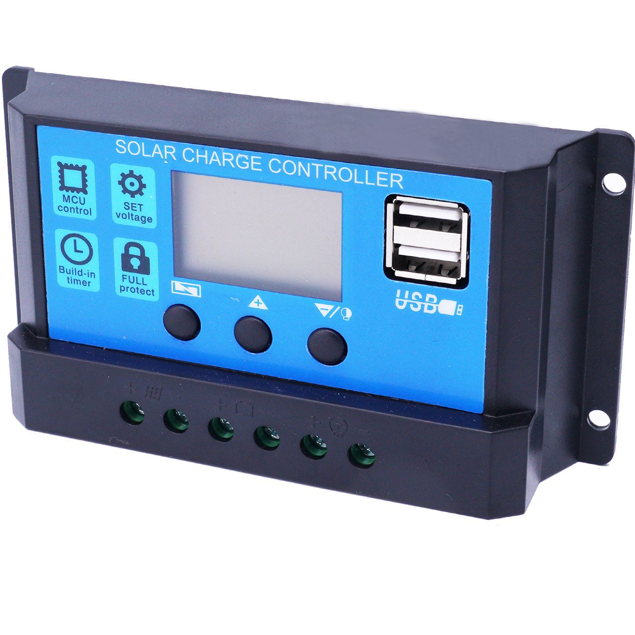 Casativo Solarladeregler Solar-Laderegler 20A 12/24V PWM Lademodus, LCD-Display & 2x USB-Ports, Solarregler für 12- und 24-V-Akkus/ideal für Wohnmobil, Boot