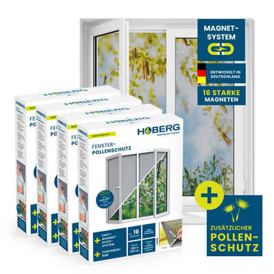 Hoberg Insektenschutz-Fensterrahmen Fliegengitter Moskitonetz inkl. Pollenschutz 150x130cm, zuschneidbar & magnetisch