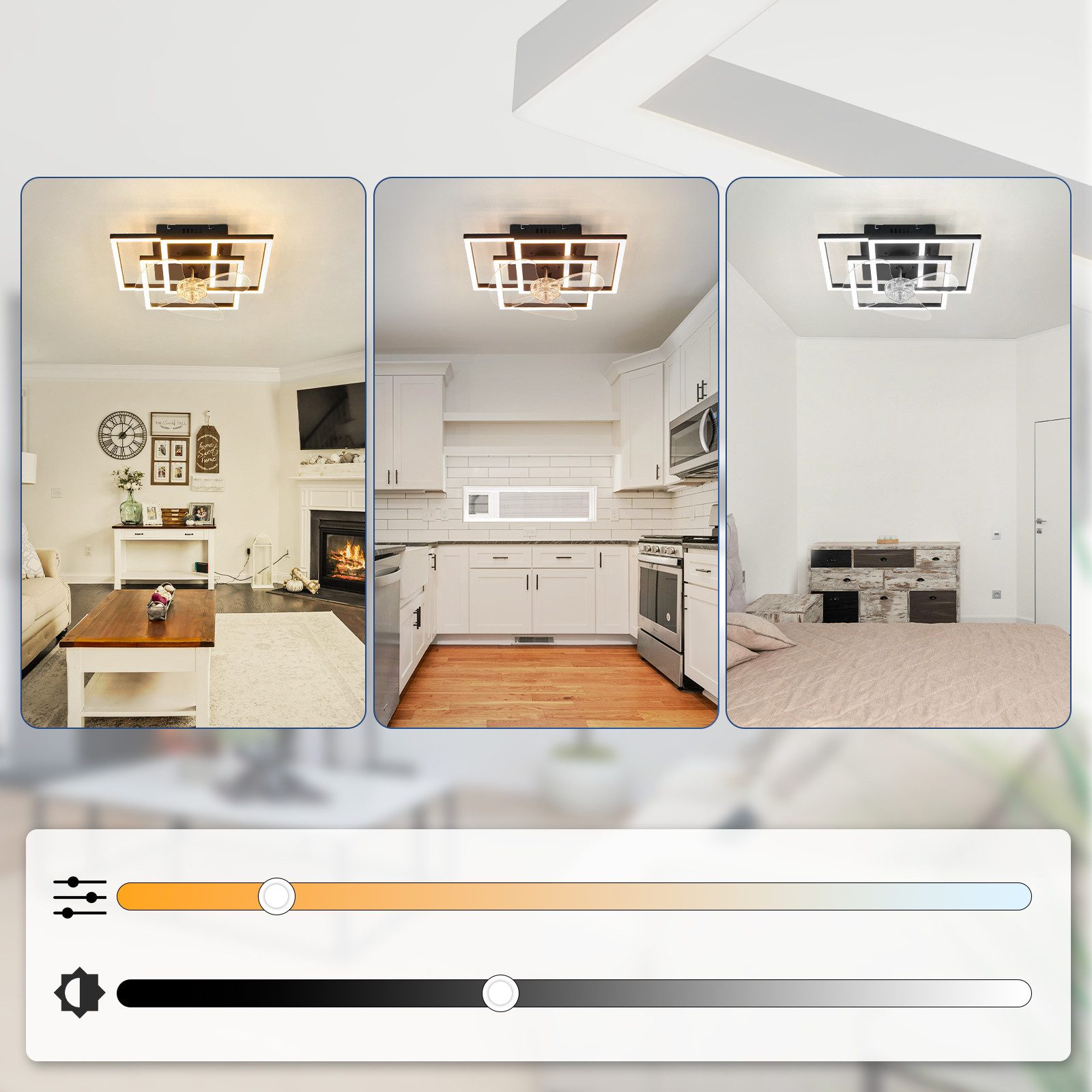 ZMH Deckenventilator Moderne Deckenlampe mit Ventilator - Deckenventilator mit Beleuchtung, mit Licht Dimmbar mit Fernbedienung Timer für Wohnzimmer Esszimmer