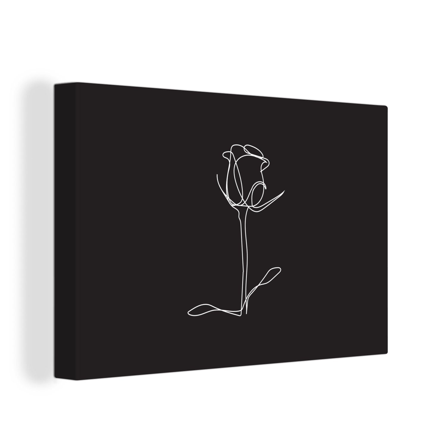 OneMillionCanvasses® Leinwandbild Blume - Rose - Schwarz - Weiß, (1 St), Wandbild Leinwandbilder, Aufhängefertig, Wanddeko, 30x20 cm