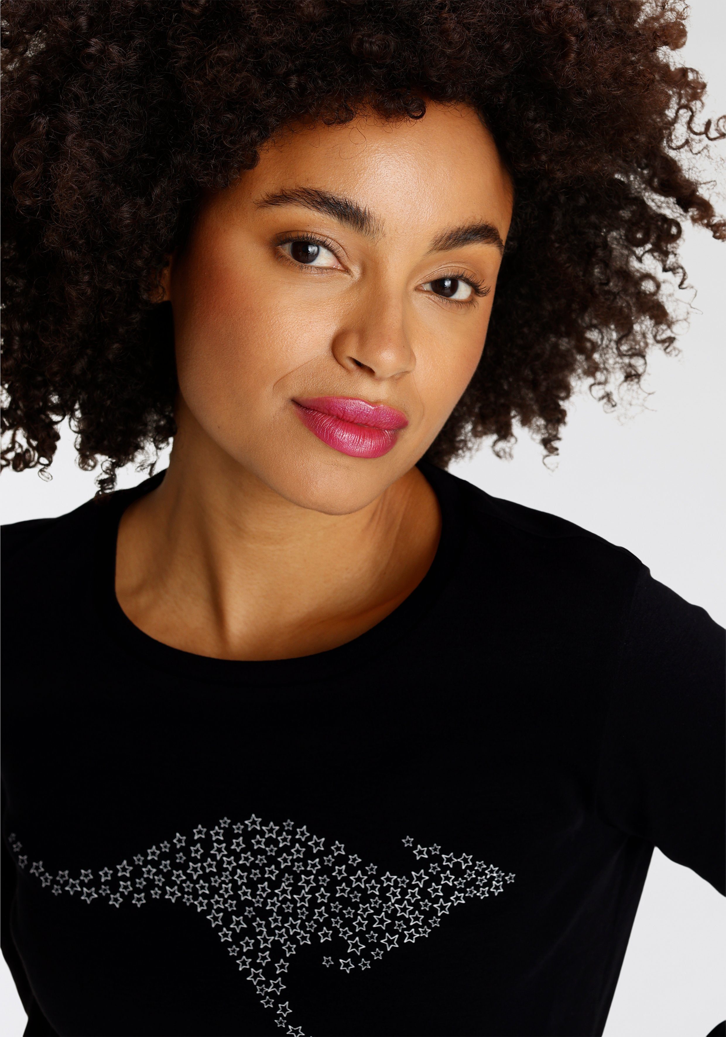 KangaROOS Sweatshirt Langarm, figurumspielend, unifarben, mit Rundhalsausschnitt