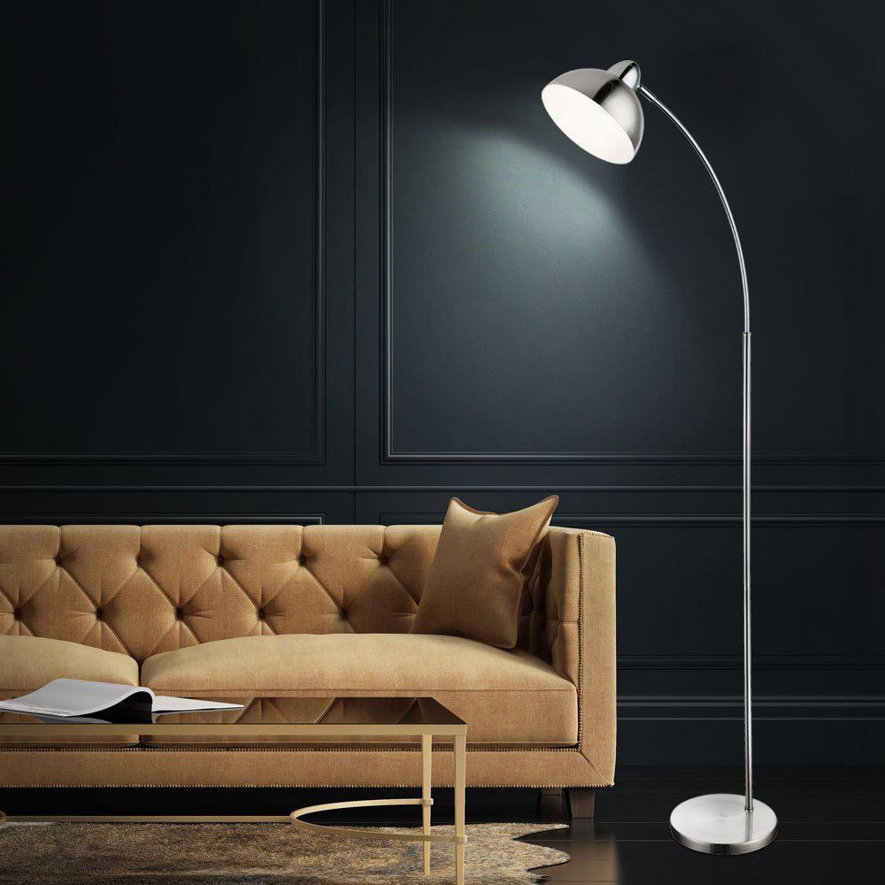 GLOBO LIGHTING LED Stehlampe, Leuchtmittel inklusive, Warmweiß, LED Stehleuchte Bogenlampe Metall Nickel-matt Chrom Höhe 155 cm