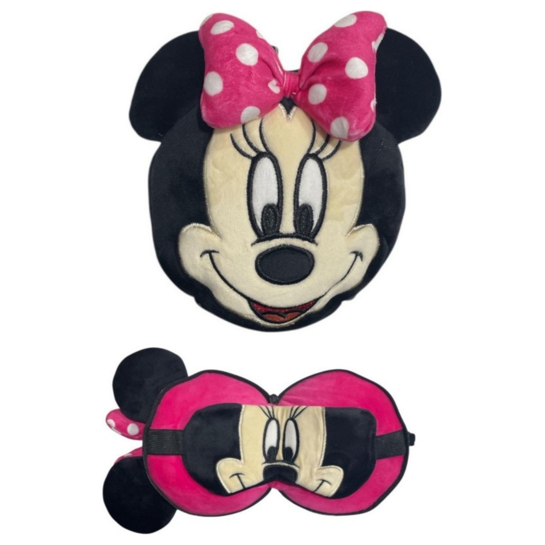 Disney Minnie Mouse Reisekissen Reisekopfkissen mit Schlafmaske für Kinder und Erwachsene, 2-tlg.