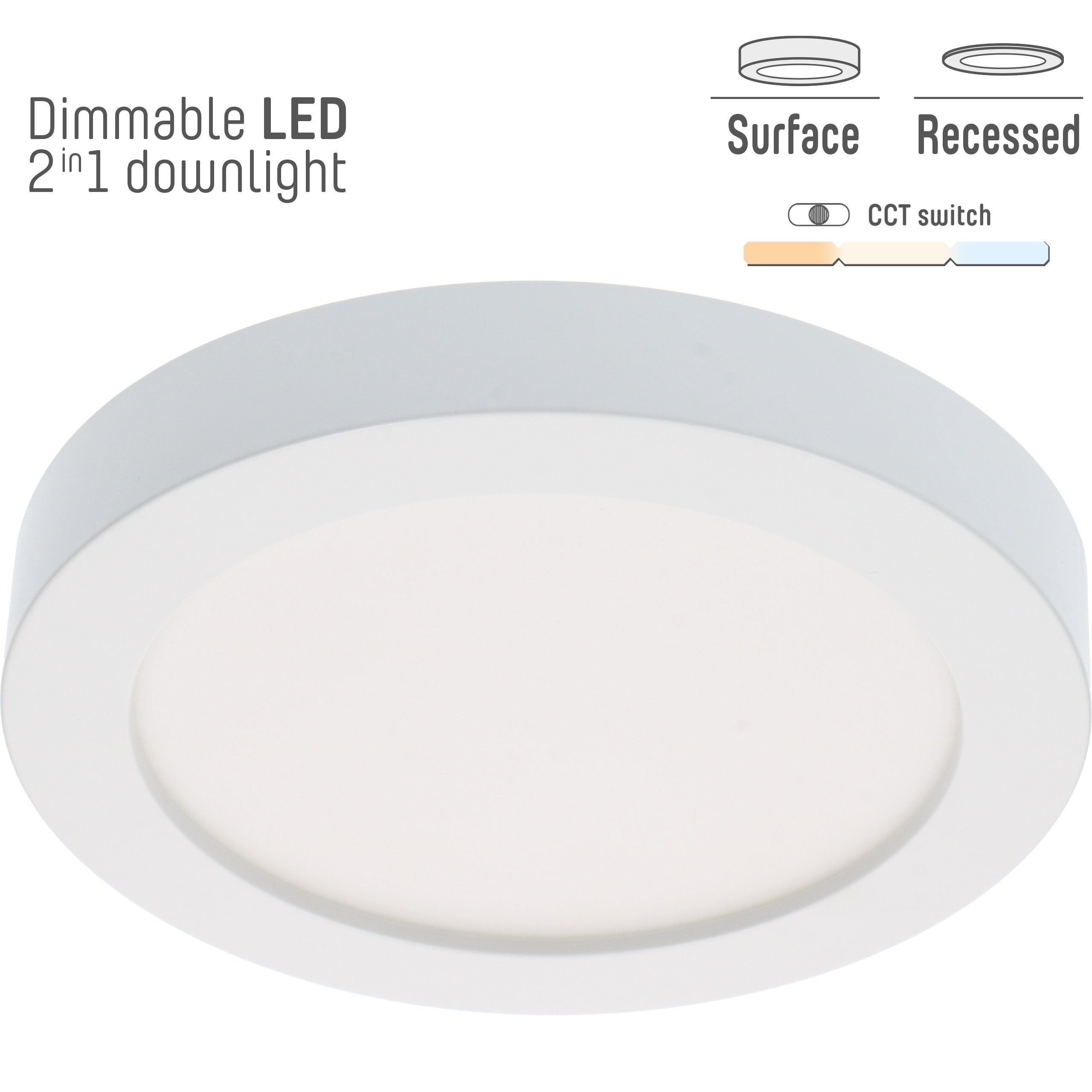 LED's light LED Einbauleuchte 0810382 LED-Strahler, LED, 22,5cm dimmbar 15W  CCT warm-neutral-kaltweiß Unterputz Aufputz