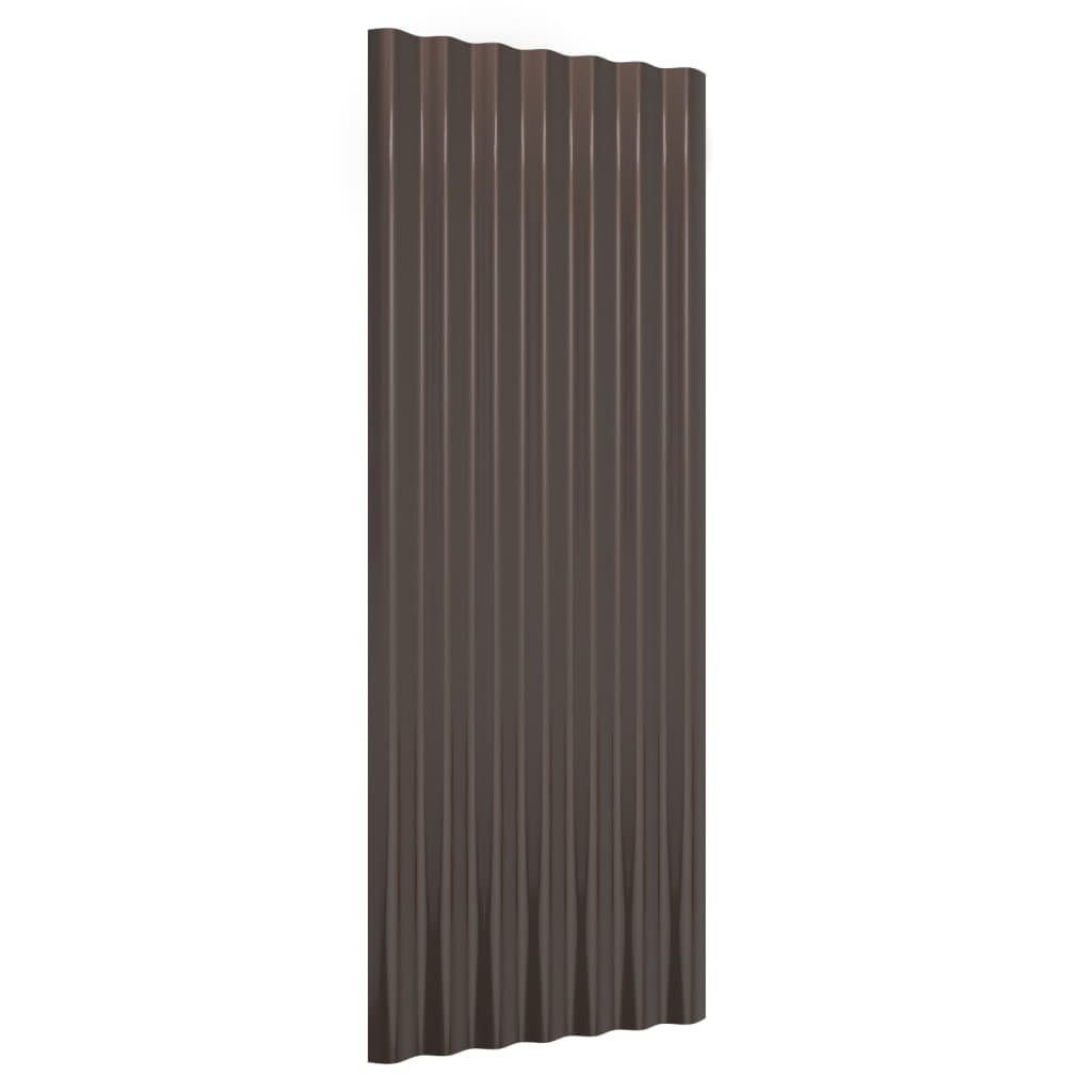 vidaXL Dachschindeln 100 x 36 cm Dachpaneele 12 Stk Pulverbeschichteter Stahl Braun 100x36