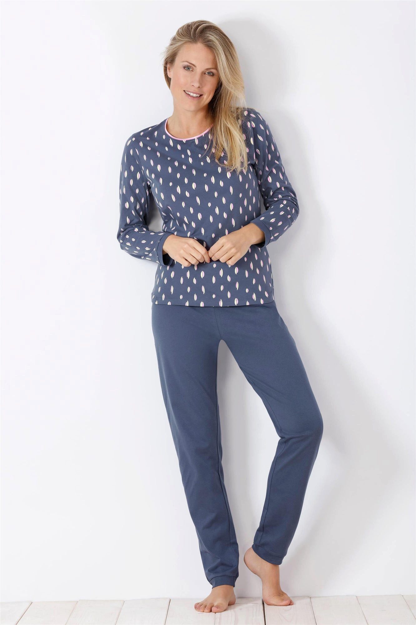 Hajo Schlafanzug Damen Schlafanzug mit Bündchen Premium Cotton Single Jersey