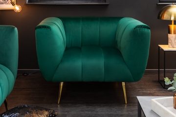 riess-ambiente Sessel NOBLESSE 105cm smaragdgrün / gold (Einzelartikel, 1-St), Wohnzimmer · Samt · Metall · mit Armlehne · Retro
