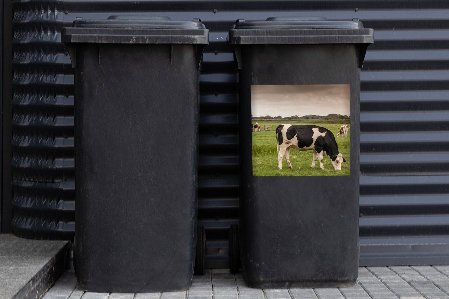 MuchoWow Wandsticker Abfalbehälter - Sticker, Mülleimer-aufkleber, St), Mühle Container, Mülltonne, Kühe (1 - Niederlande