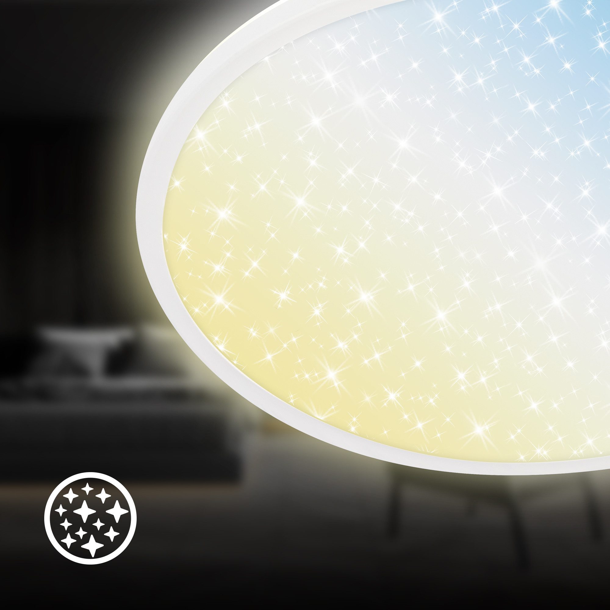 Briloner Leuchten LED Deckenleuchte Sternenhimmel-Effekt indirektes Licht Flaches Design, CCT, LED fest integriert