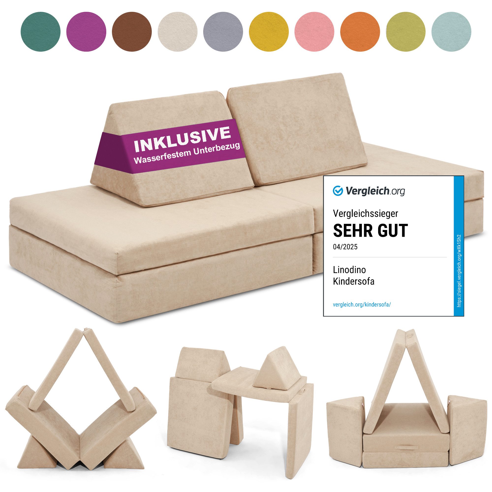 Linodino Kindersofa Spielsofa I aus Schaumstoff Bausteine I Spielcouch für günstig online kaufen