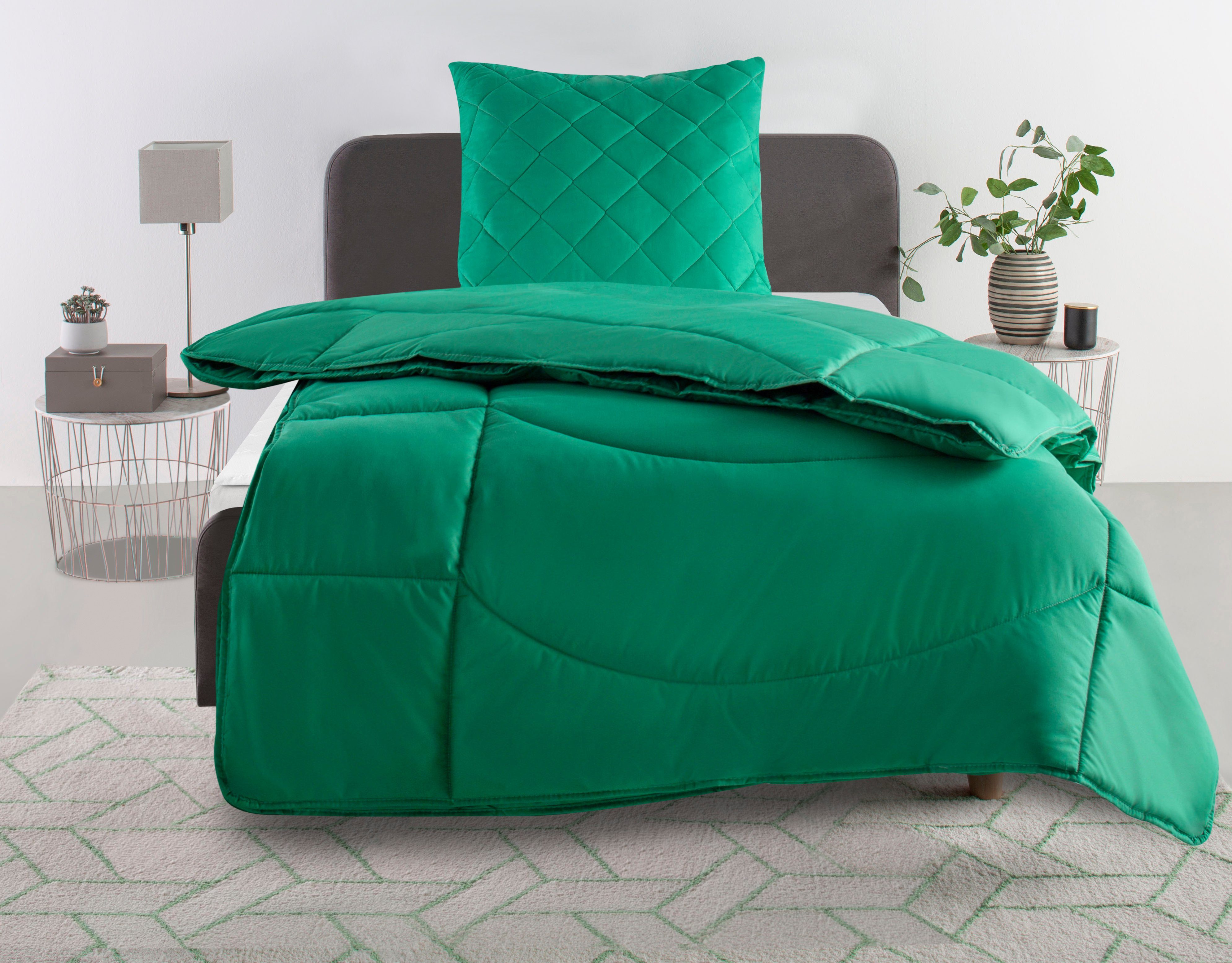 my home Steppbett + Kopfkissen »Microlux, Bettdecke 135x200 cm, 155x220 cm« günstig online kaufen