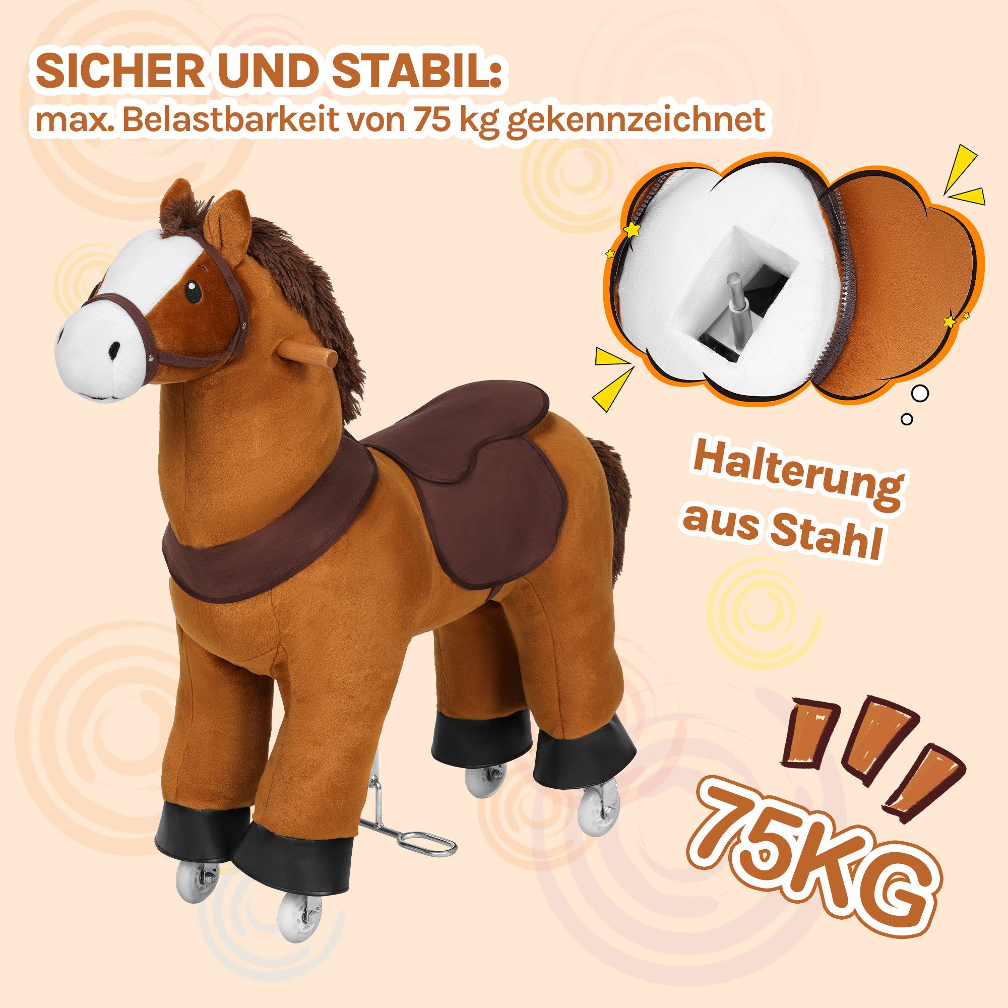 Woltu Schaukelpferd, (1 tlg), Stehpferd auf Rollen, mit Klang, Verdickte Pe günstig online kaufen