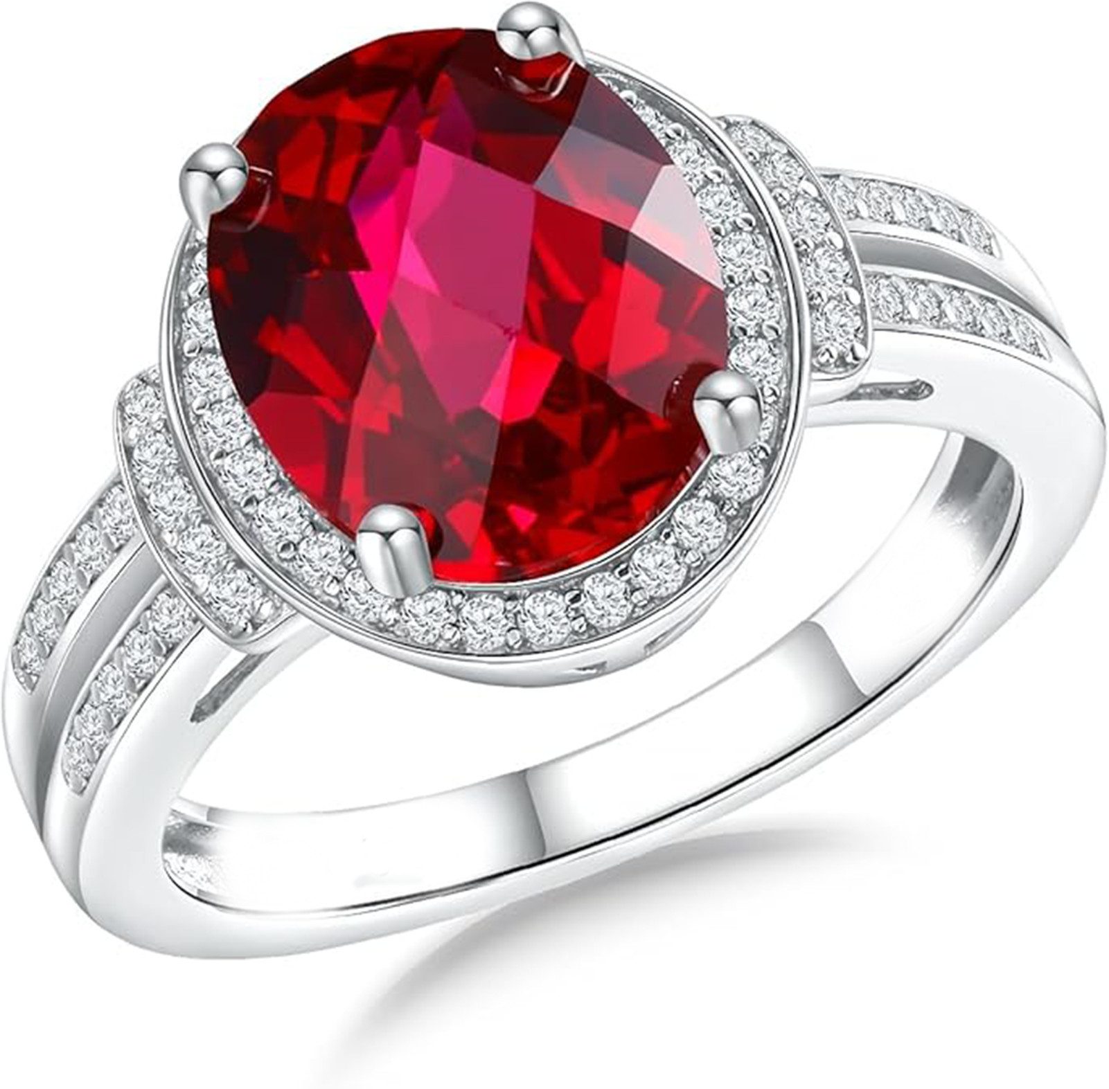 Jumpeak Diamantring 5,5ct Rubin/Saphir/Smaragd Ring,Diamantring 585 Gold, Verlobungsring, Diamond,Ring WeiBgold Damen,Ring mit Stein,Eheringe,Geschenk für Frau