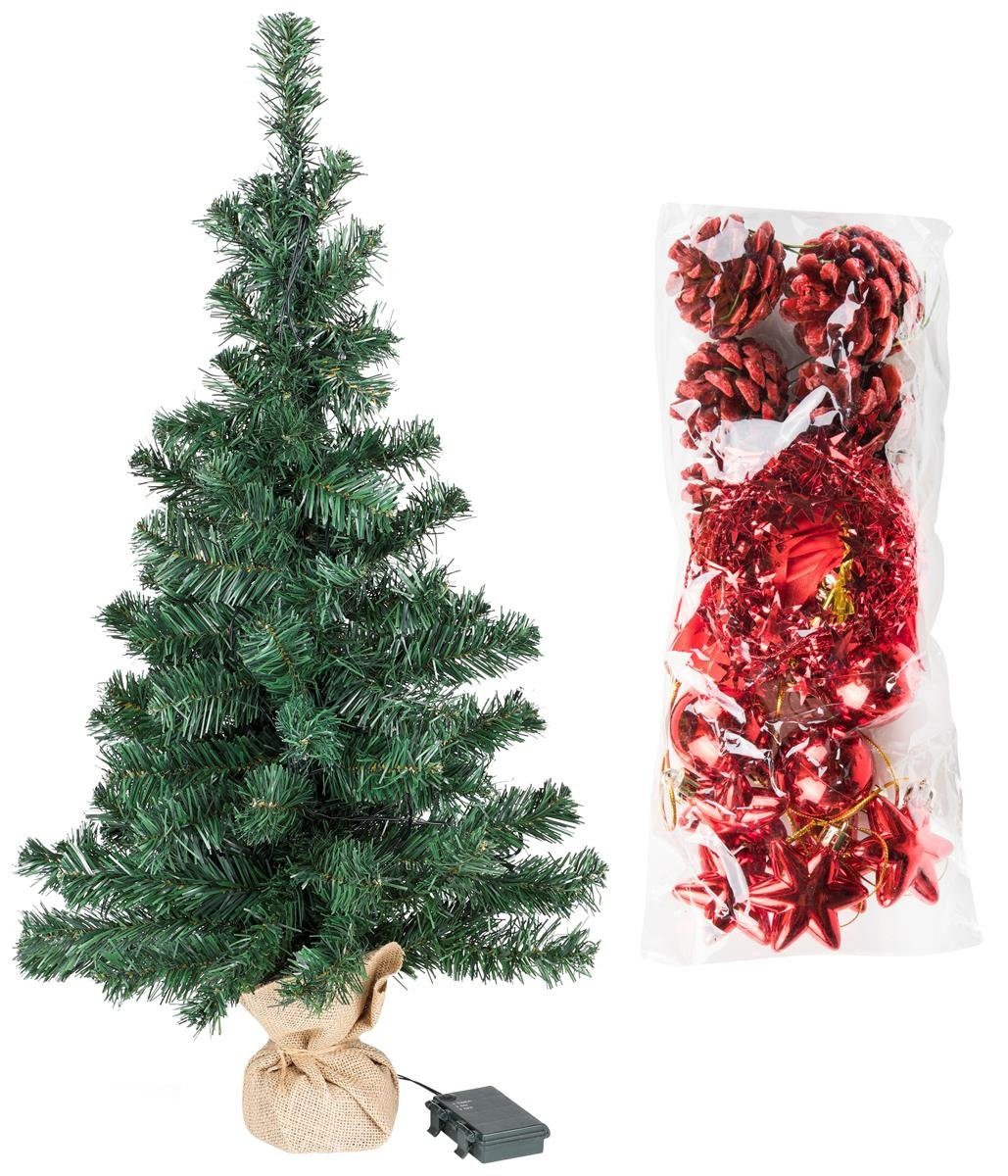 Bambelaa! Künstlicher Weihnachtsbaum Künstlicher Weihnachtsbaum 75cm Mit Christbaumschmuck LED Beleuchtung – Bild 3 von 5