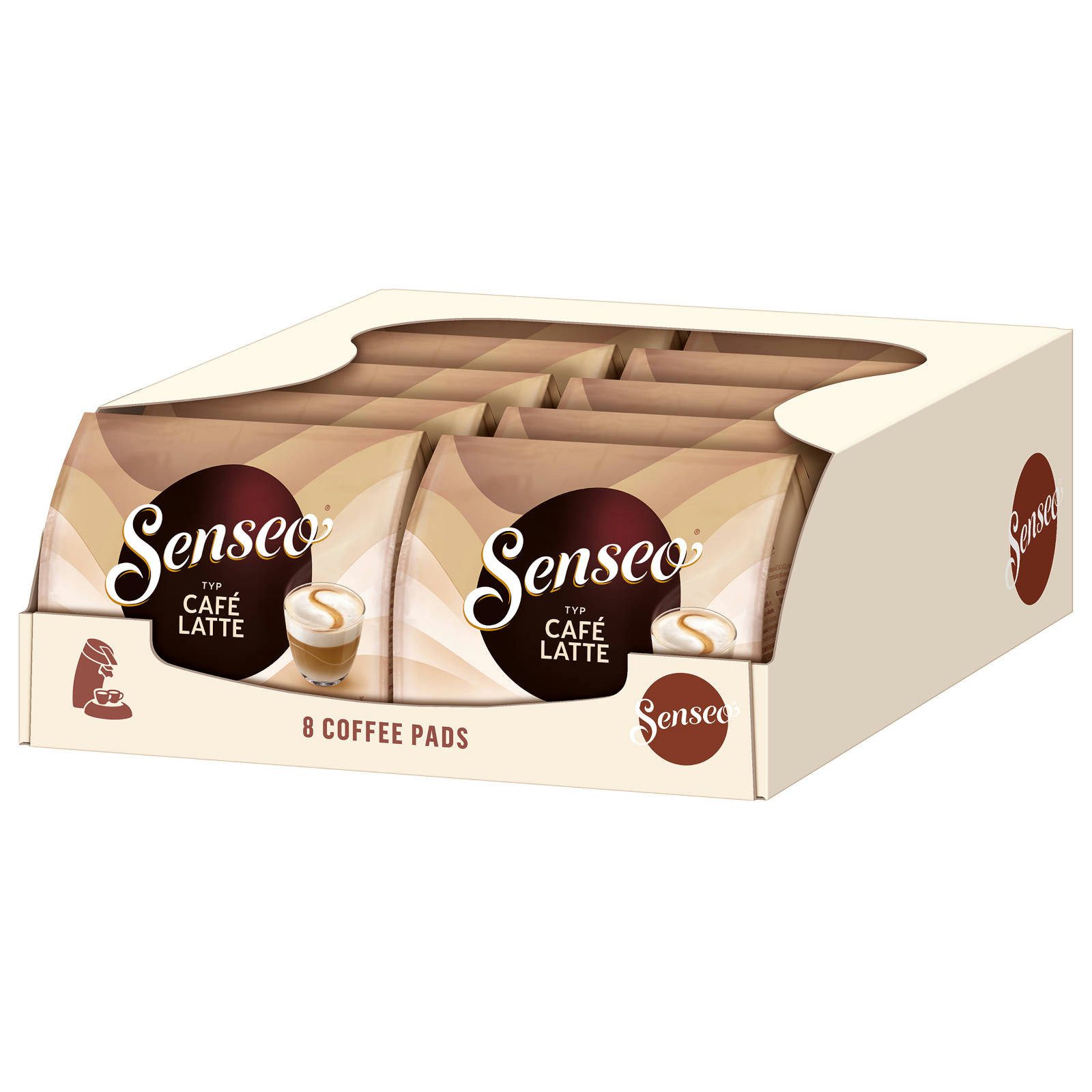 Senseo Kaffee Pads Typ Café Latte 80 Getränke Kaffeepads, (Packung, 10er Pack)