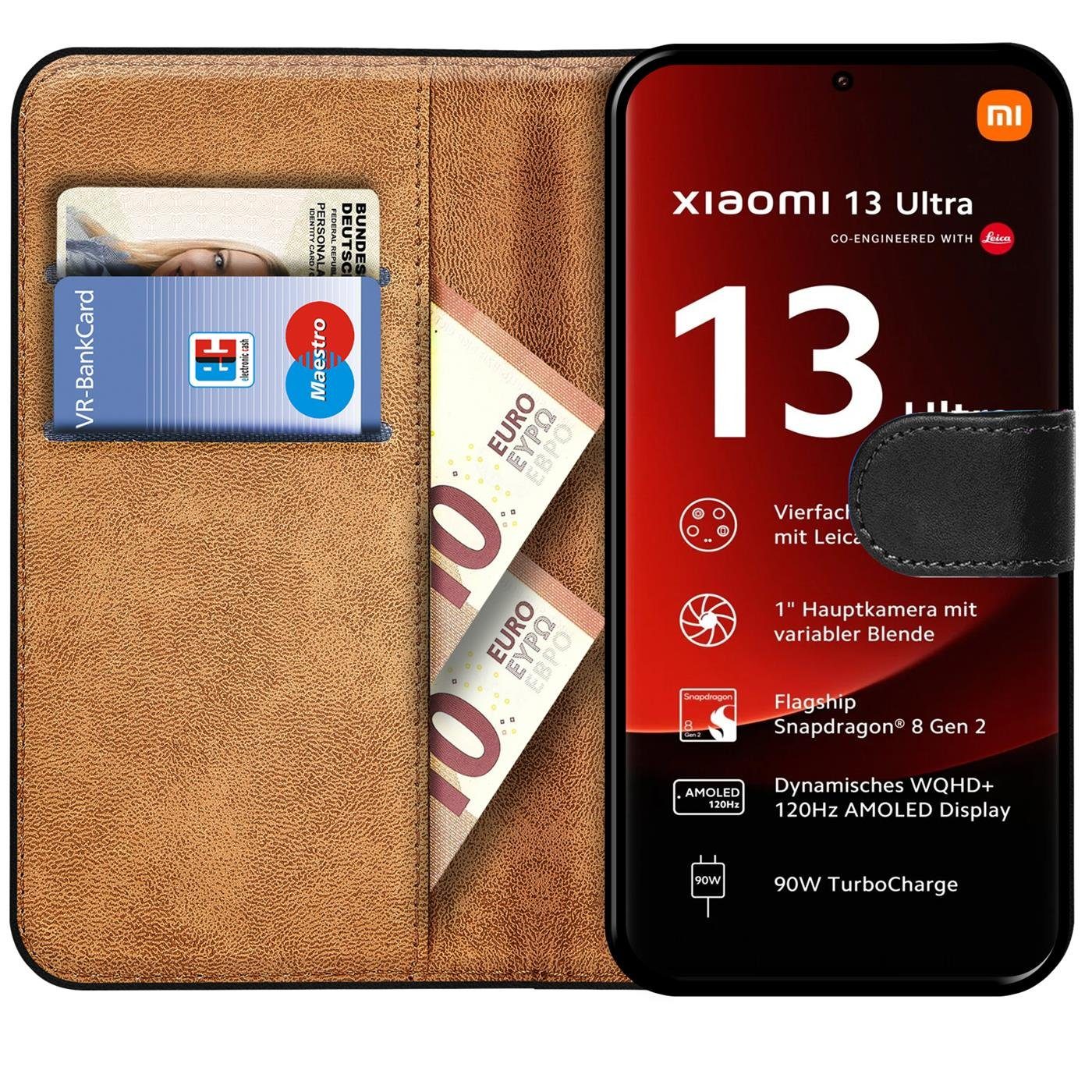 CoolGadget Handyhülle Book Case Handy Tasche für Xiaomi 13 Ultra 6,73 Zoll, Hülle Klapphülle Flip Cover für Xiaomi 13 Ultra Schutzhülle stoßfest