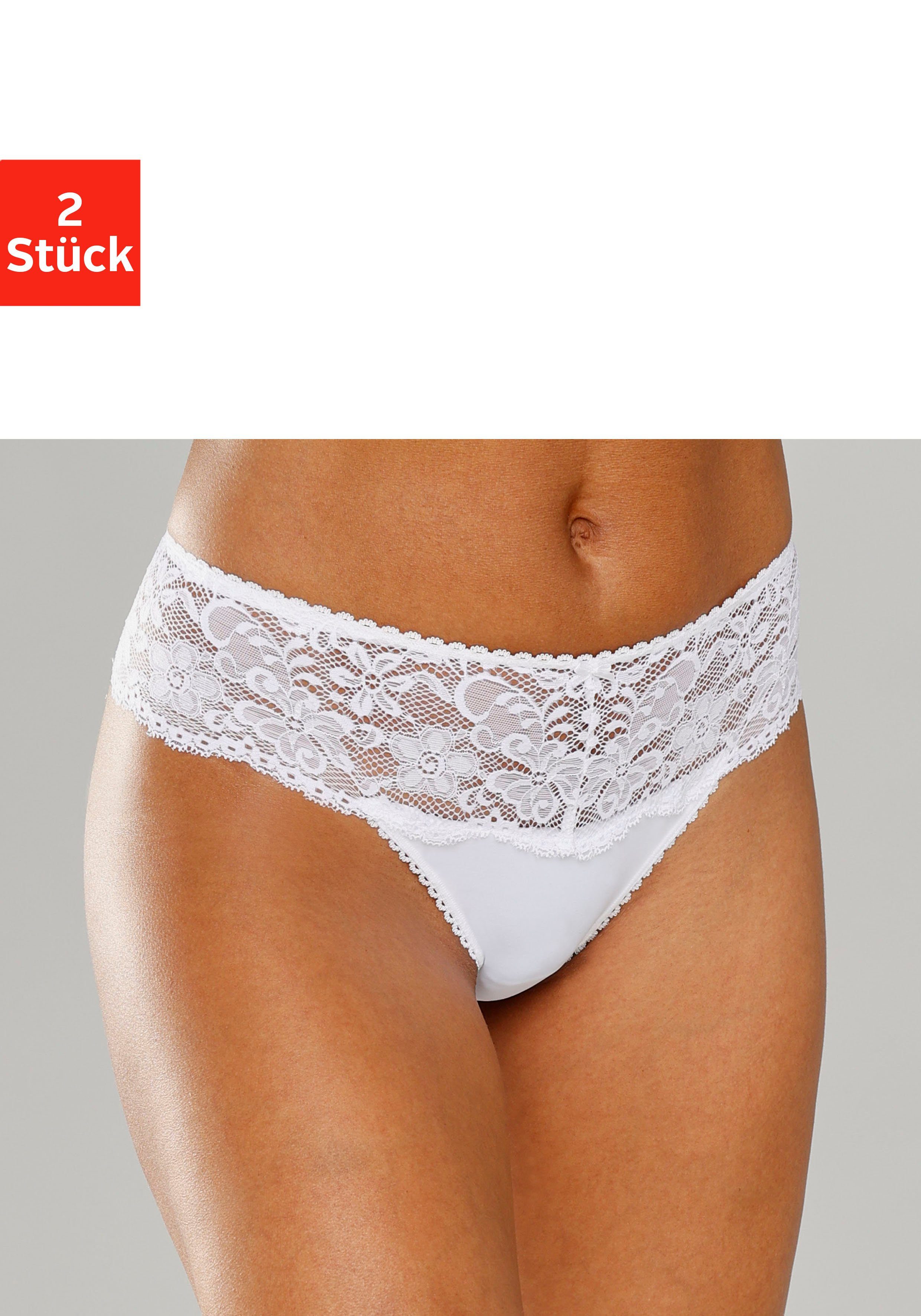 Nuance by Lascana String mit breitem Spitzenband, als Dessous-Set kombinierbar (Packung, 2 Stück) sexy Dessous, sexy Unterwäsche