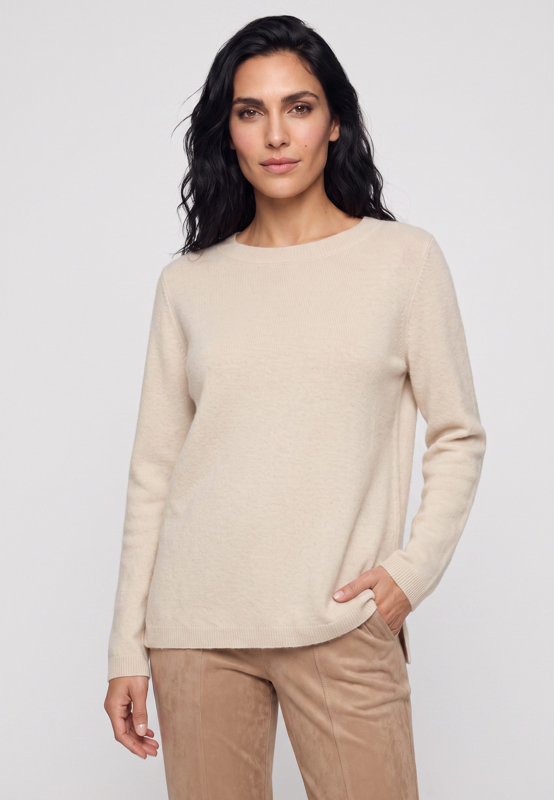 Olsen Strickpullover mit Rundhalsausschnitt und langen Ärmeln