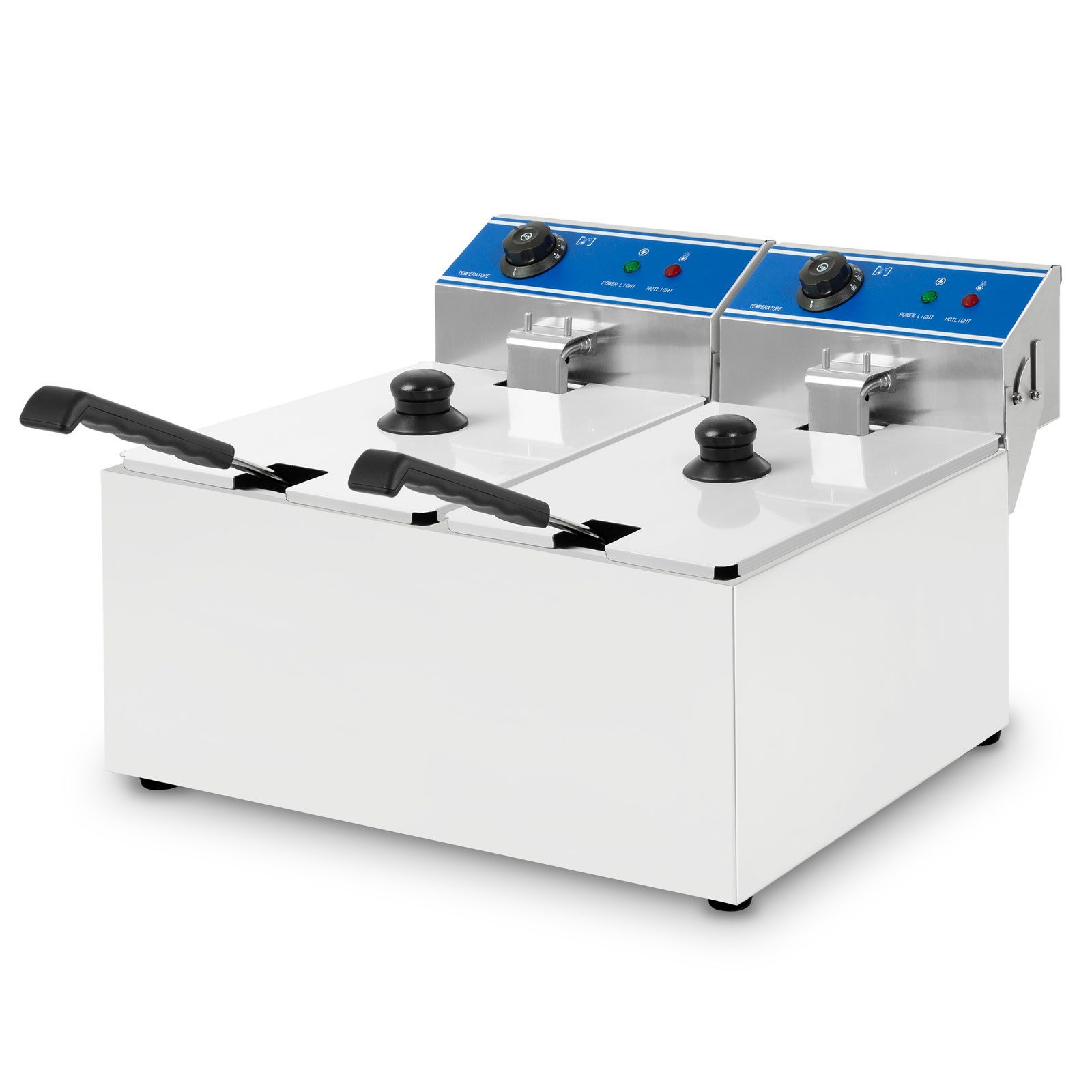 vertes Fritteuse, 2800 W, Temperatur Stufenlos Regulierbar 60-200°C, 2 Frittierkörbe